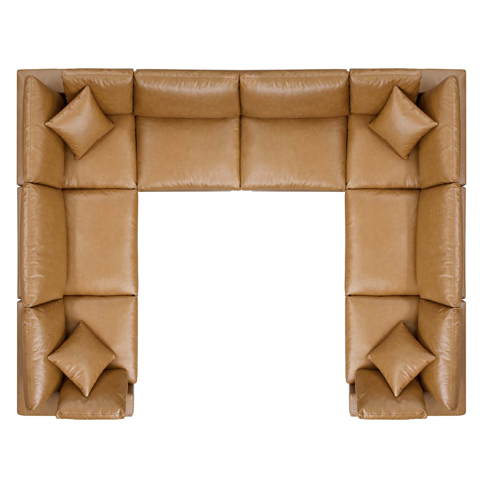 Modway Sectional Sofas - Commix Down Filled Overstuffed Vegan Leather 8 Piece Sectional Sofa Tan