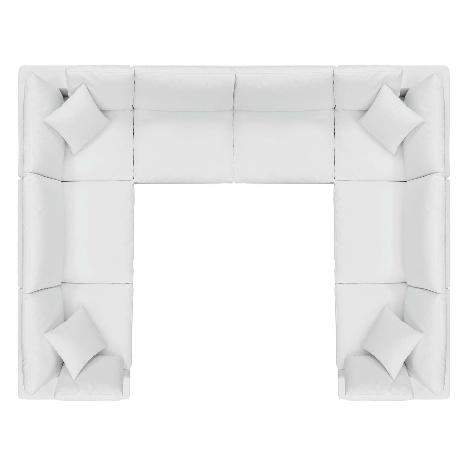 Modway Sectional Sofas - Commix Down Filled Overstuffed Vegan Leather 8 Piece Sectional Sofa White