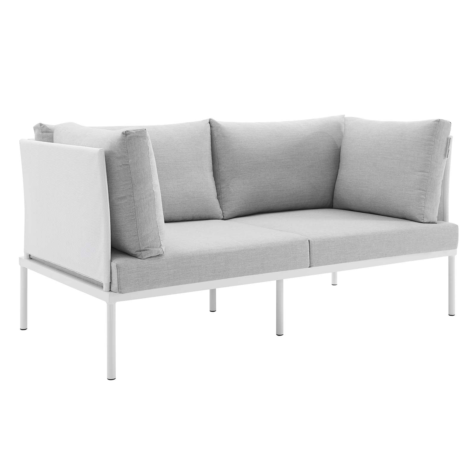 Modway Outdoor Conversation Sets - Harmony 5 Piece Sunbrella Outdoor Patio Aluminum Furniture Set White Gray