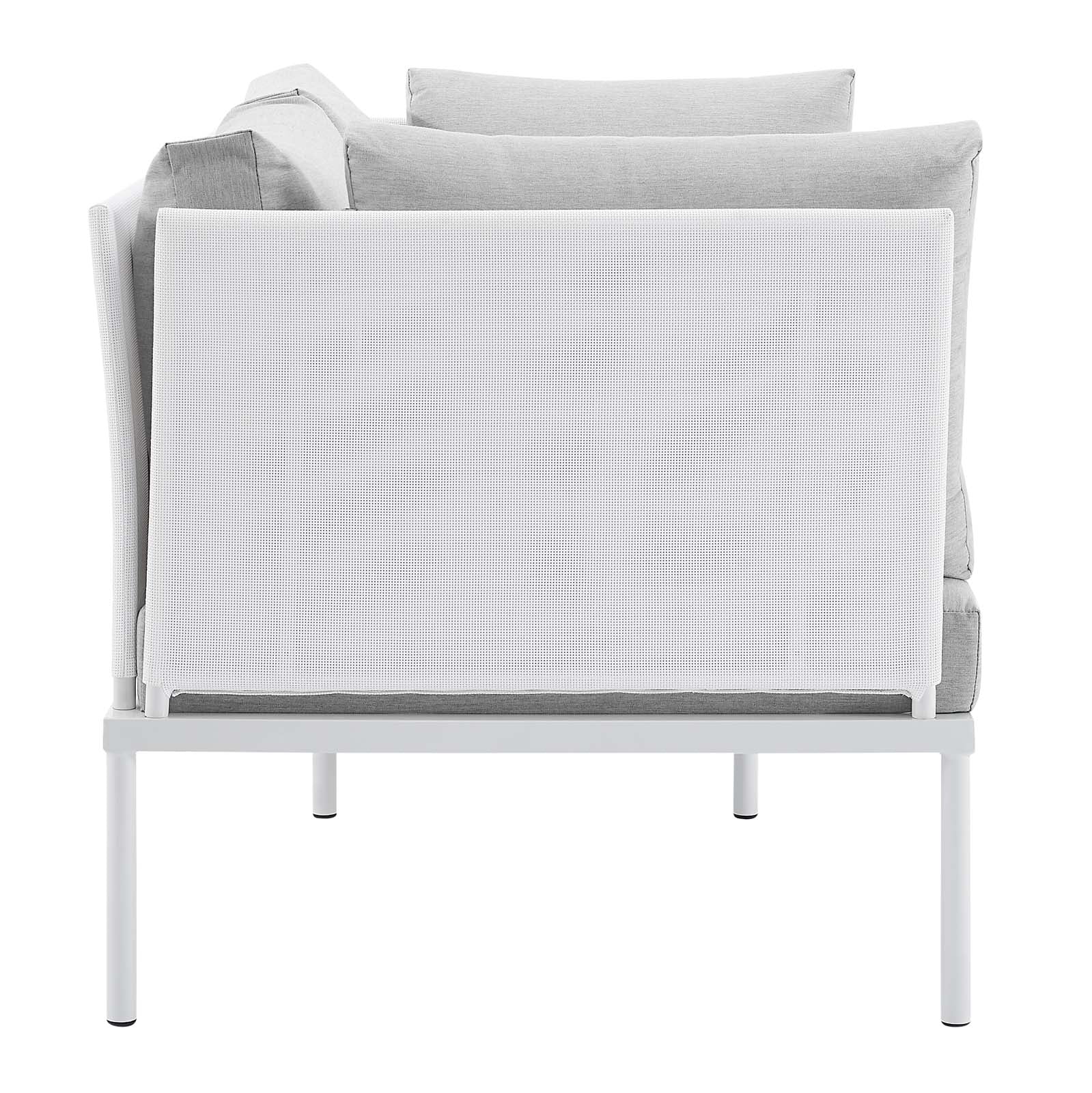 Modway Outdoor Conversation Sets - Harmony 5 Piece Sunbrella Outdoor Patio Aluminum Furniture Set White Gray