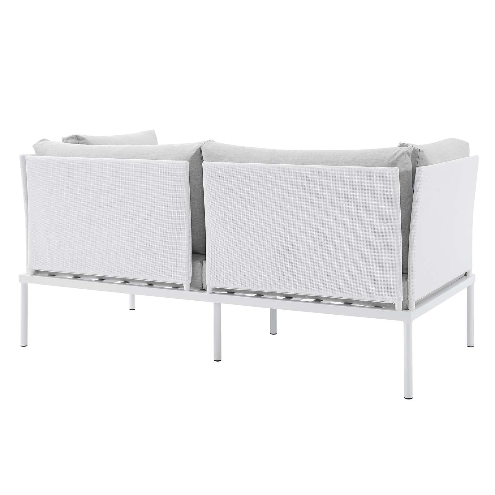 Modway Outdoor Conversation Sets - Harmony 5 Piece Sunbrella Outdoor Patio Aluminum Furniture Set White Gray