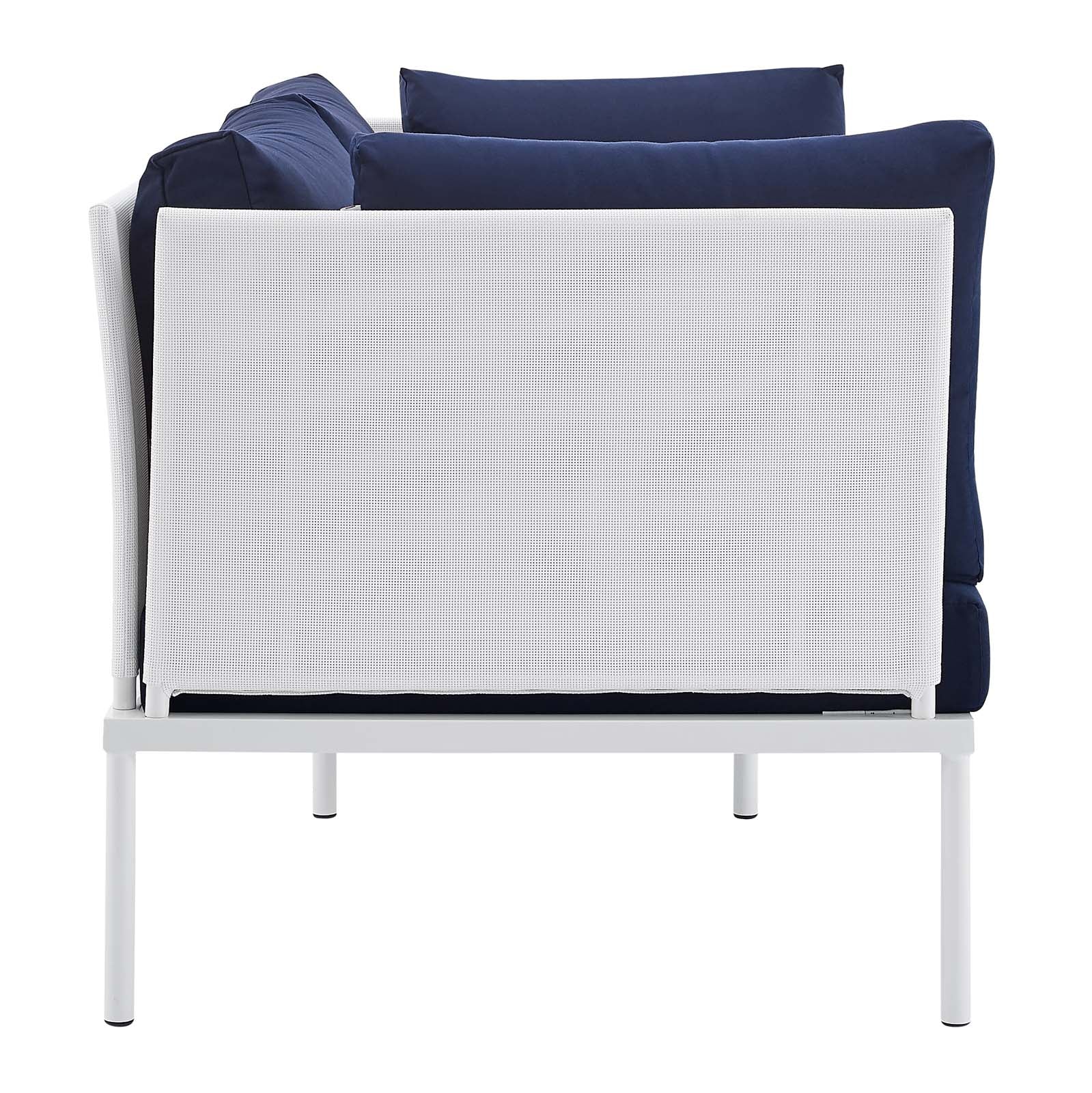 Modway Outdoor Conversation Sets - Harmony 5-Piece Sunbrella Outdoor Patio Aluminum Furniture Set White Navy