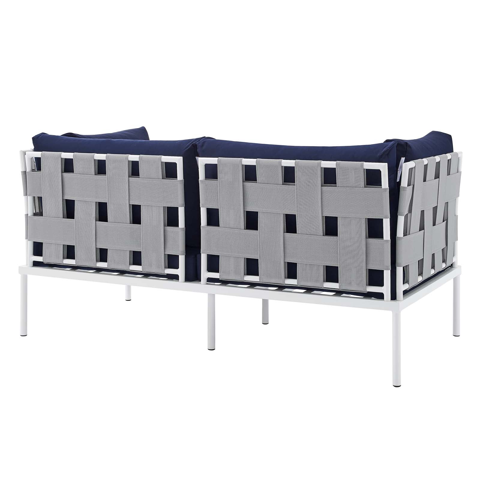 Modway Outdoor Conversation Sets - Harmony 5-Piece Sunbrella Outdoor Patio Aluminum Furniture Set Gray Navy