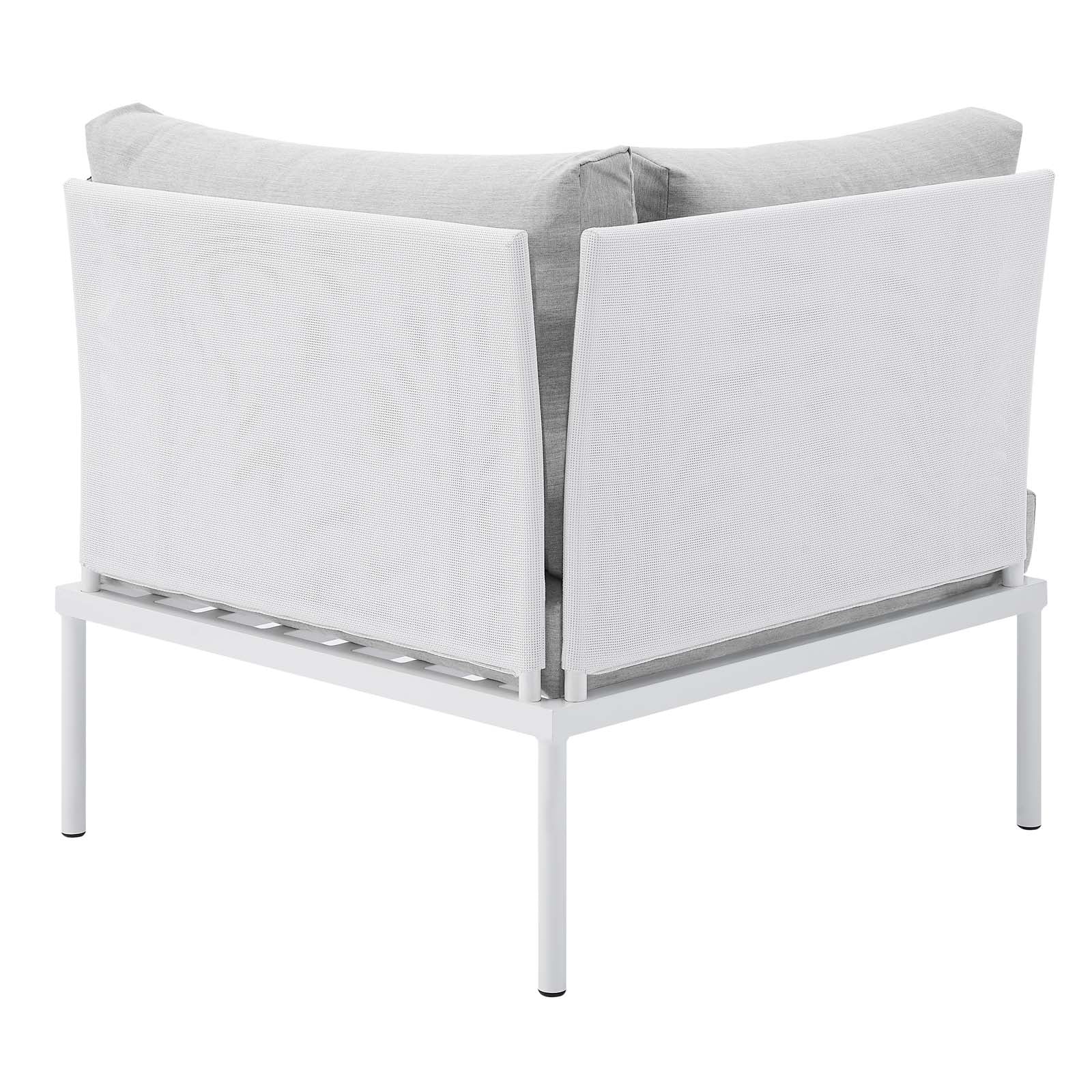 Modway Outdoor Conversation Sets - Harmony 6 Piece Sunbrella Outdoor Patio Aluminum Sectional Sofa Set White Gray