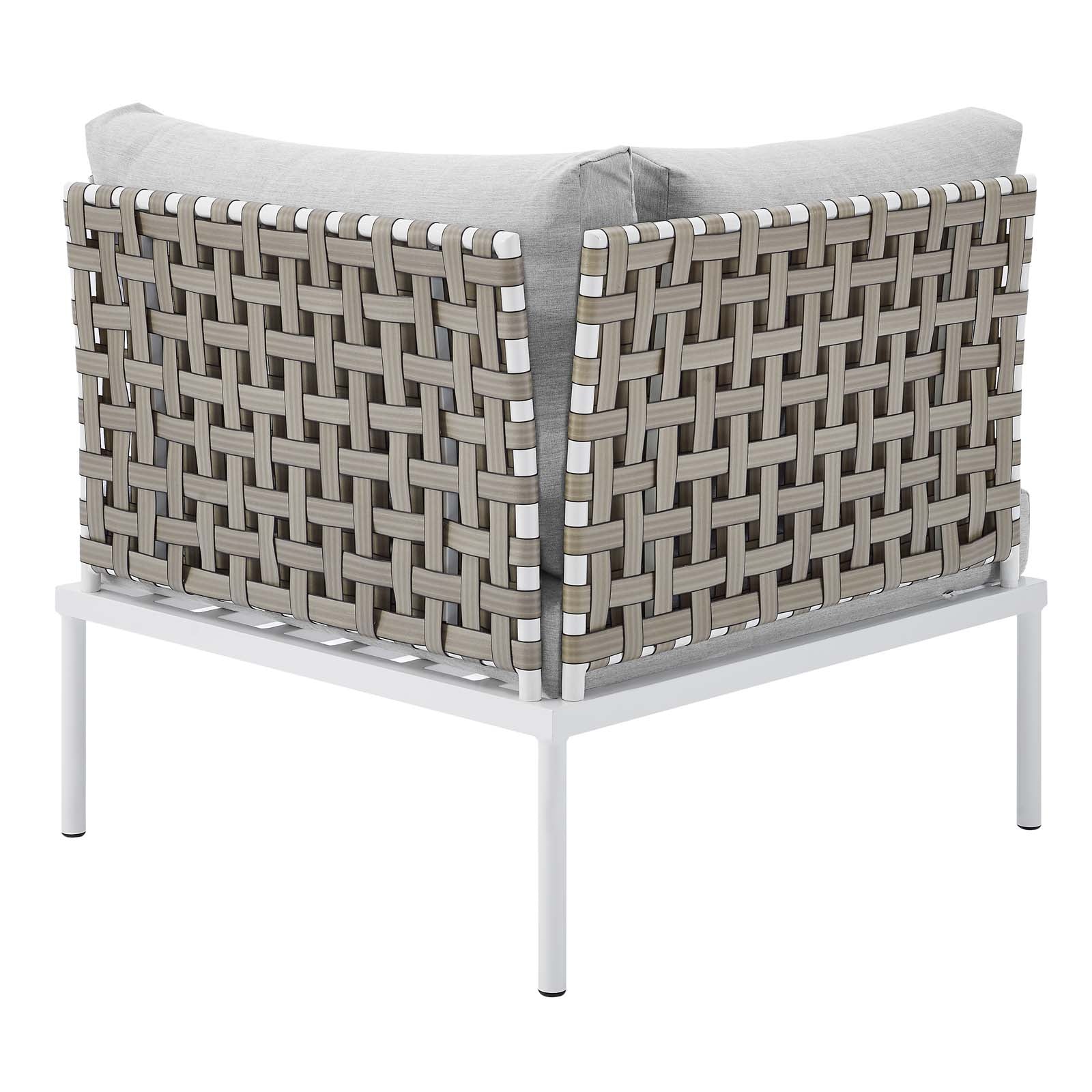 Modway Outdoor Conversation Sets - Harmony 6-Piece Sunbrella Basket Weave Outdoor Patio Aluminum Seating Set Tan Gray