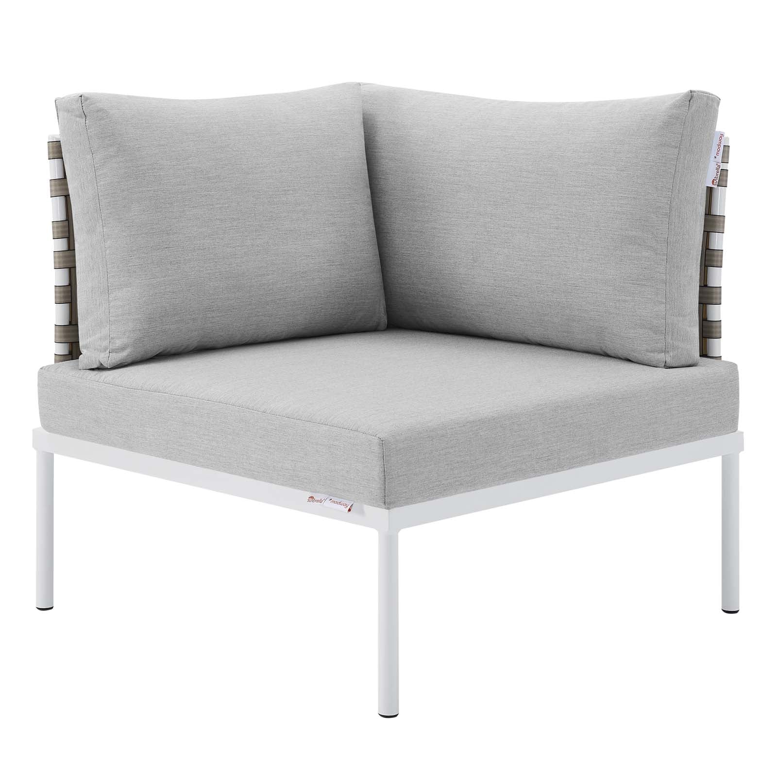 Modway Outdoor Conversation Sets - Harmony 6-Piece Sunbrella Basket Weave Outdoor Patio Aluminum Seating Set Tan Gray