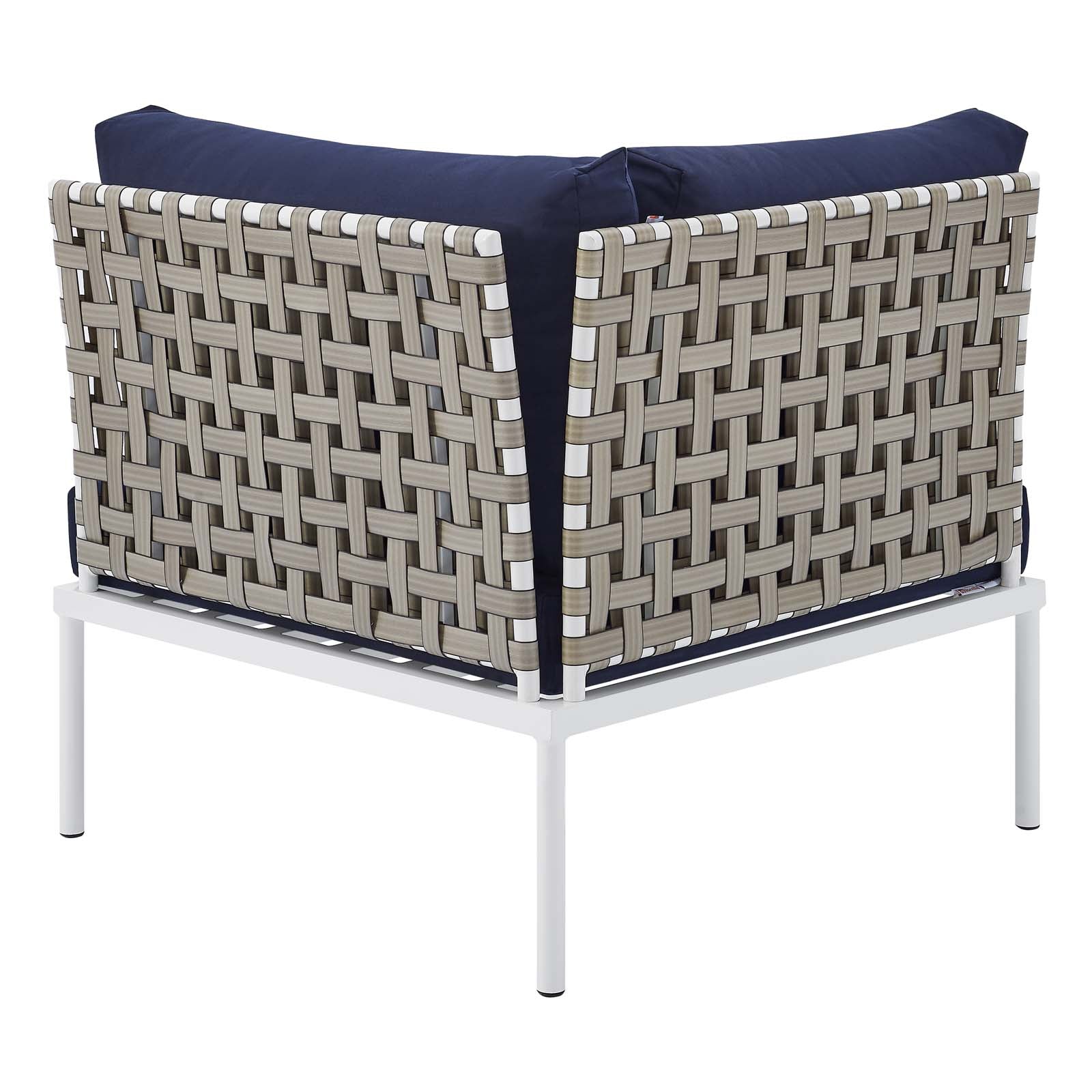 Modway Outdoor Conversation Sets - Harmony 6-Piece Sunbrella Basket Weave Outdoor Patio Aluminum Seating Set Tan Navy