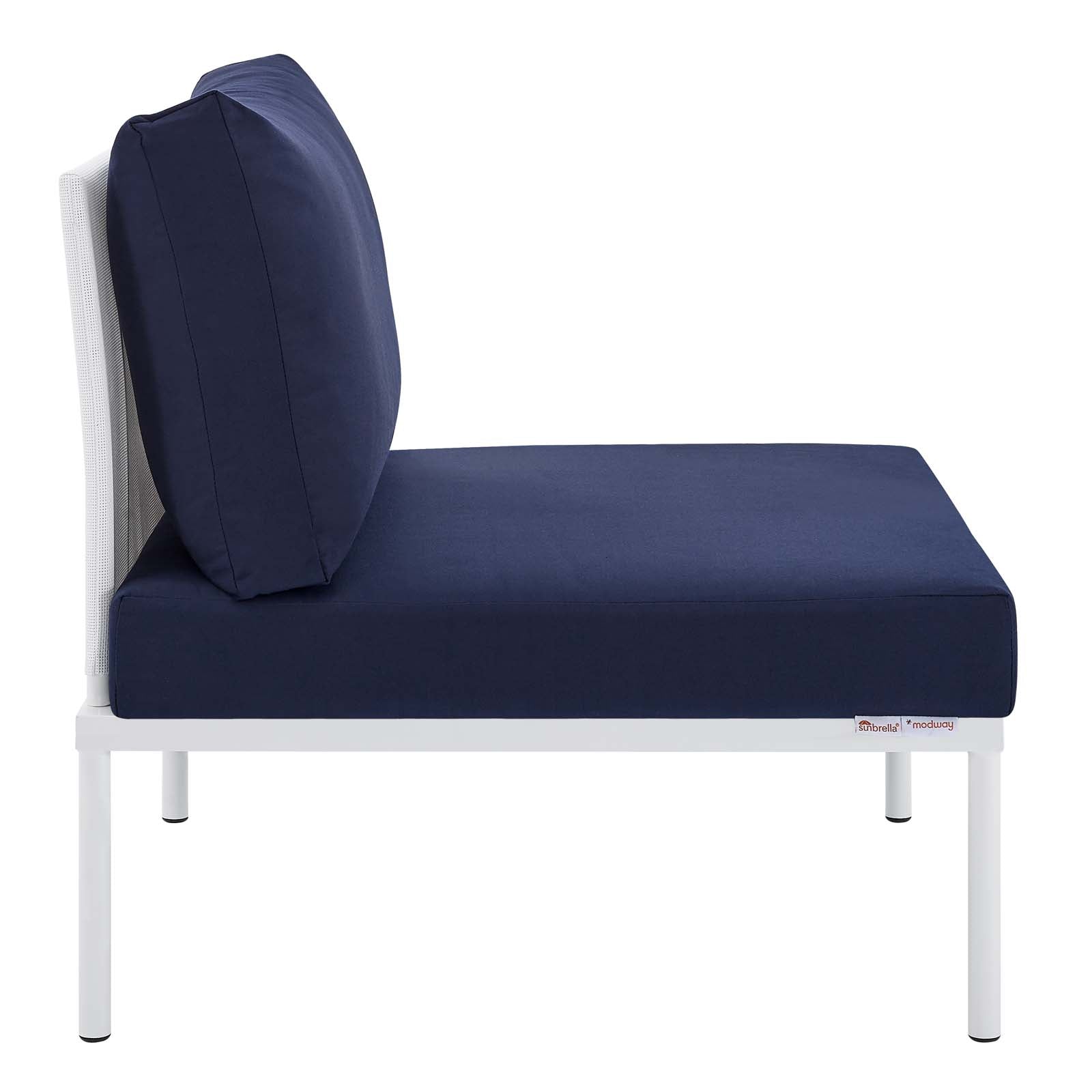 Modway Outdoor Conversation Sets - Harmony 7-Piece Sunbrella Outdoor Patio Aluminum Sectional Sofa Set White Navy