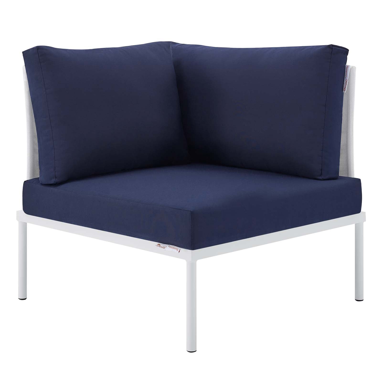 Modway Outdoor Conversation Sets - Harmony 7-Piece Sunbrella Outdoor Patio Aluminum Sectional Sofa Set White Navy