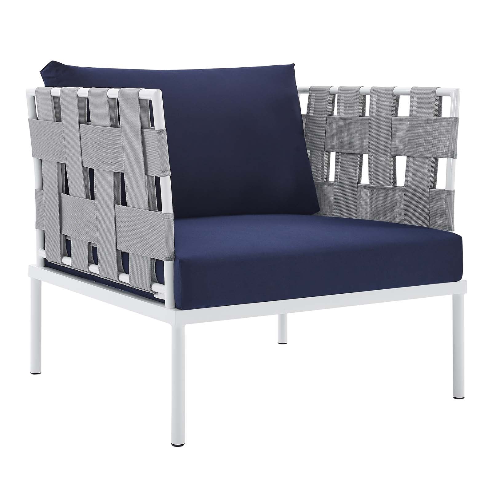 Modway Outdoor Conversation Sets - Harmony 7-Piece Sunbrella Outdoor Patio Aluminum Sectional Sofa Set Gray Navy