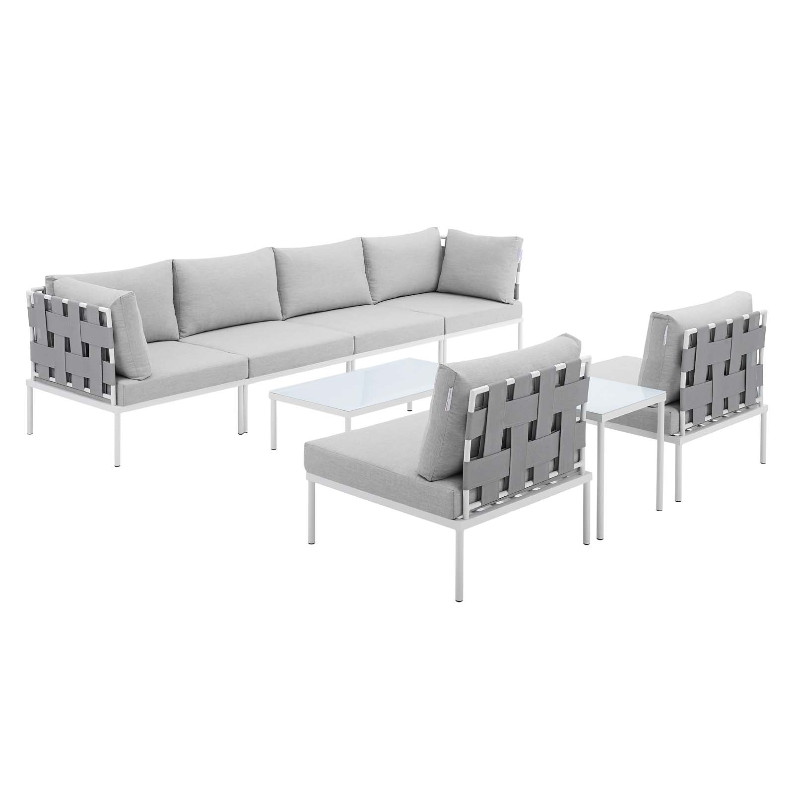 Modway Outdoor Conversation Sets - Harmony 8 Piece Sunbrella Outdoor Patio Aluminum Sectional Sofa Set Gray