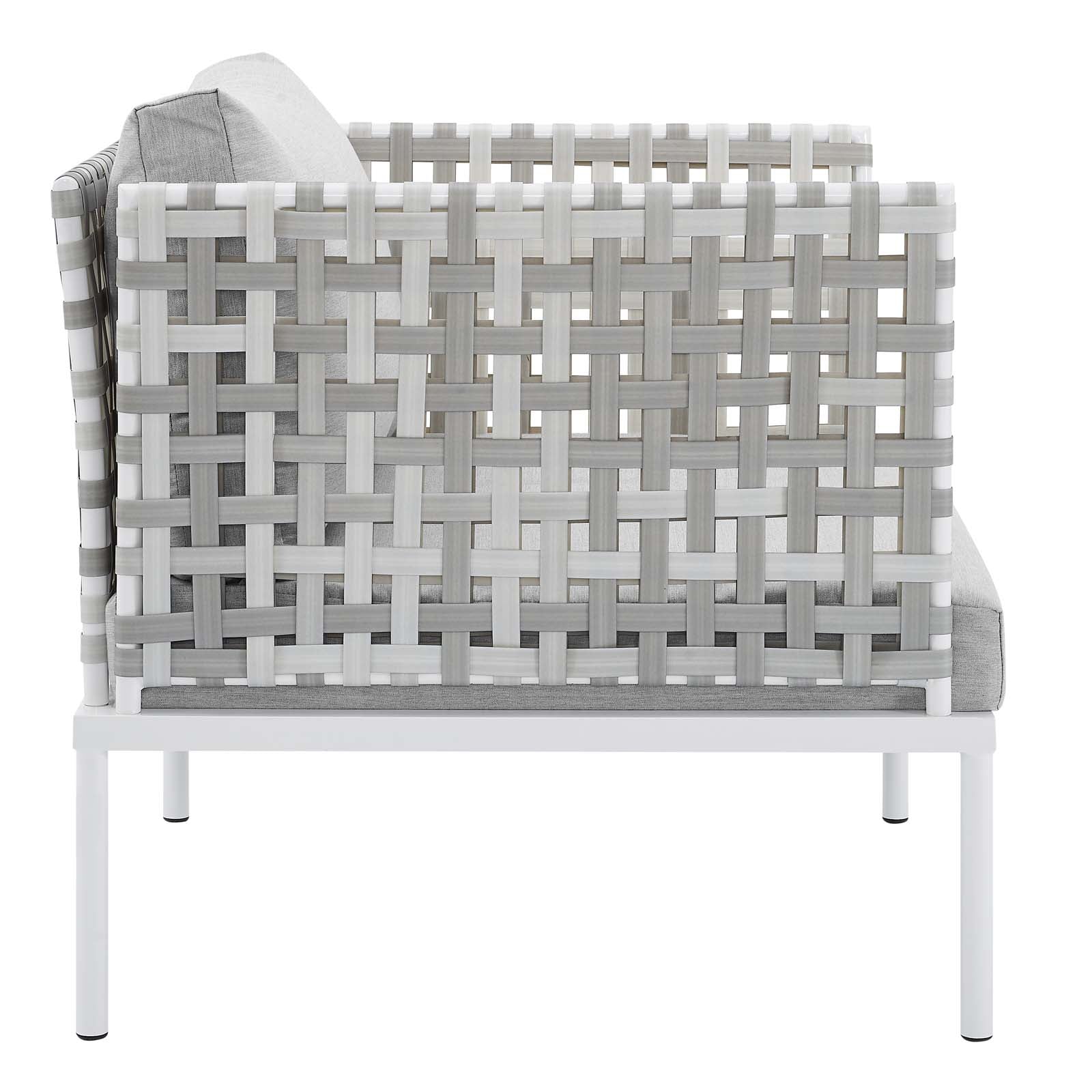 Modway Outdoor Conversation Sets - Harmony 8 Piece Sunbrella Basket Weave Outdoor Patio Aluminum Seating Set Taupe Gray