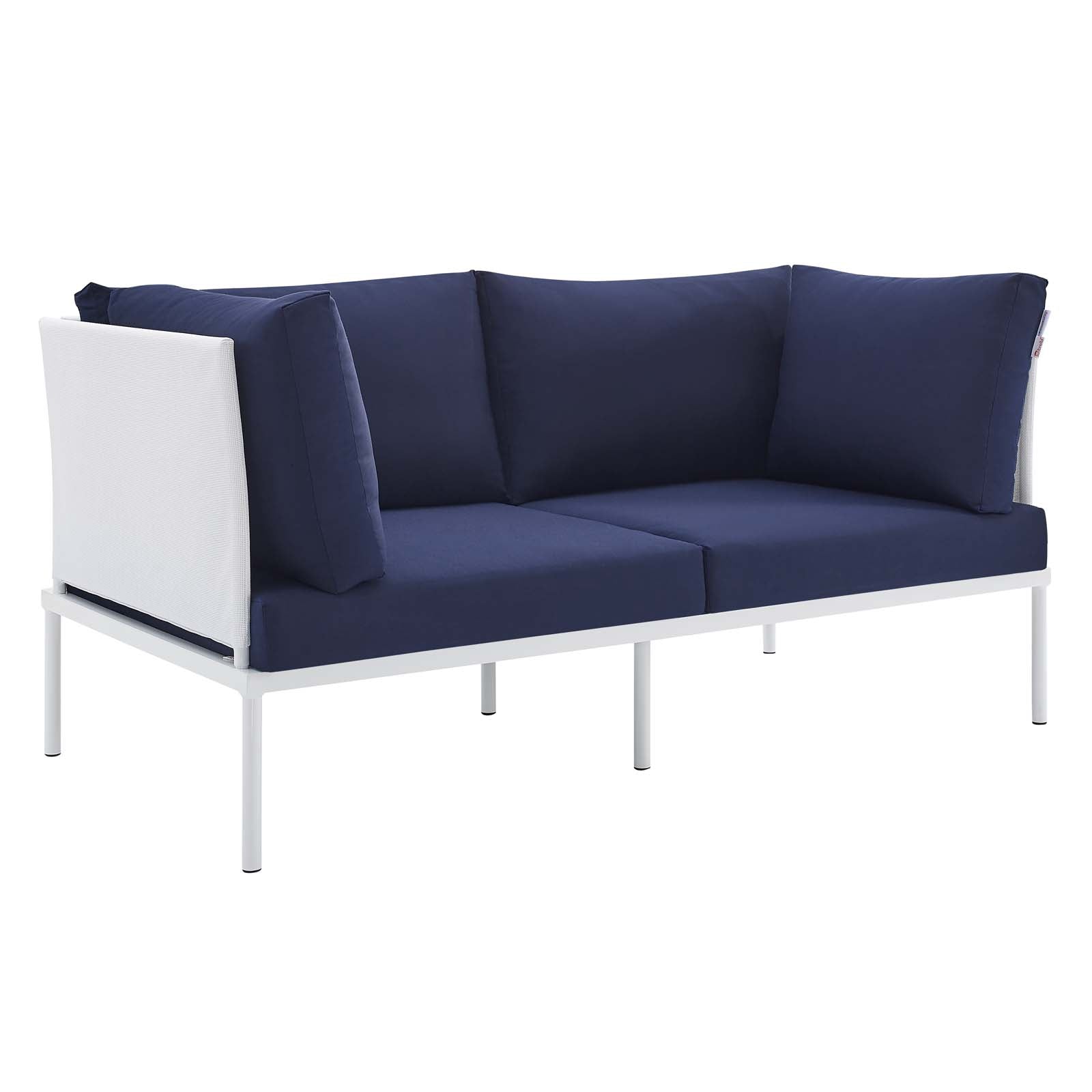 Modway Outdoor Conversation Sets - Harmony 8-Piece Sunbrella Outdoor Patio Aluminum Seating Set White Navy