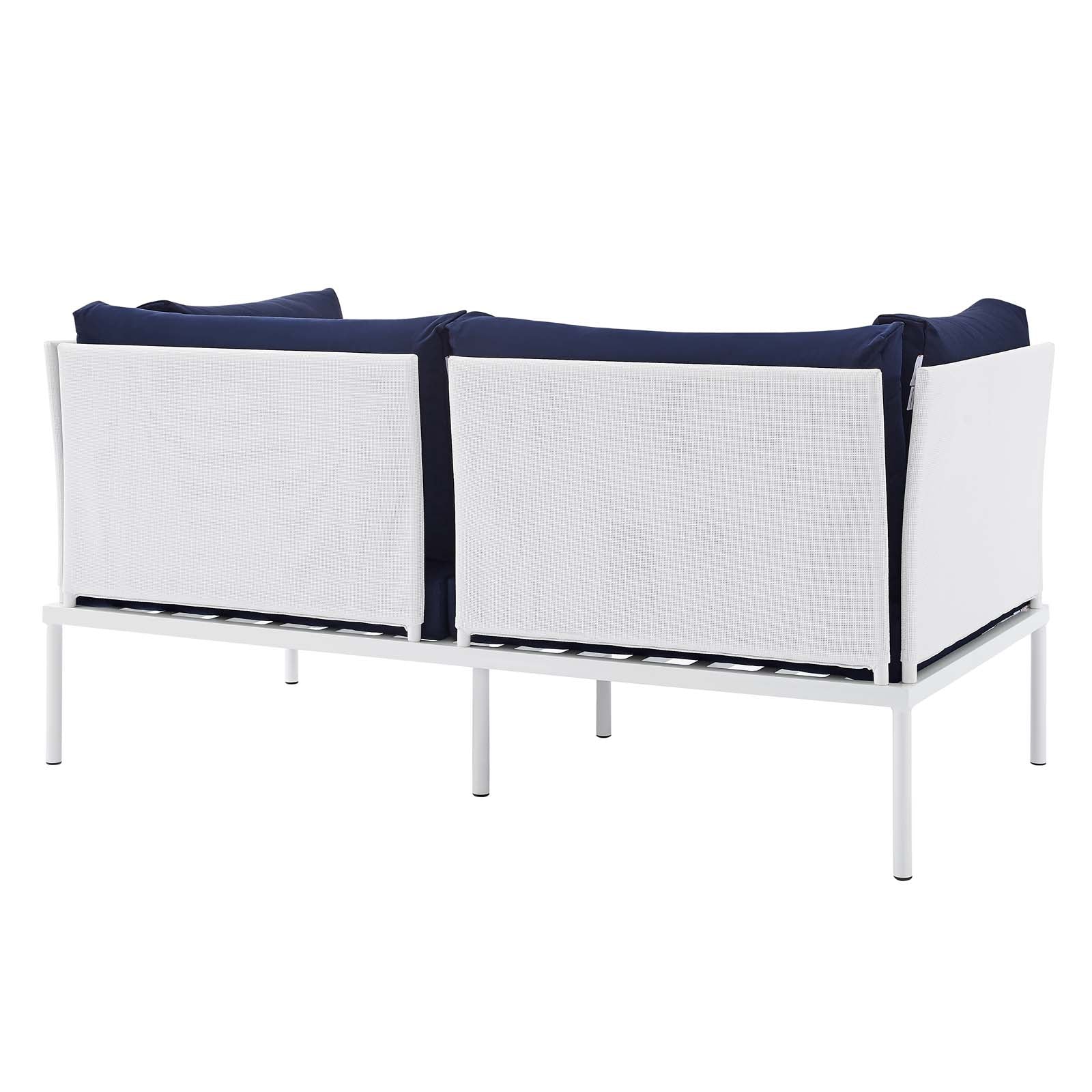 Modway Outdoor Conversation Sets - Harmony 8-Piece Sunbrella Outdoor Patio Aluminum Seating Set White Navy