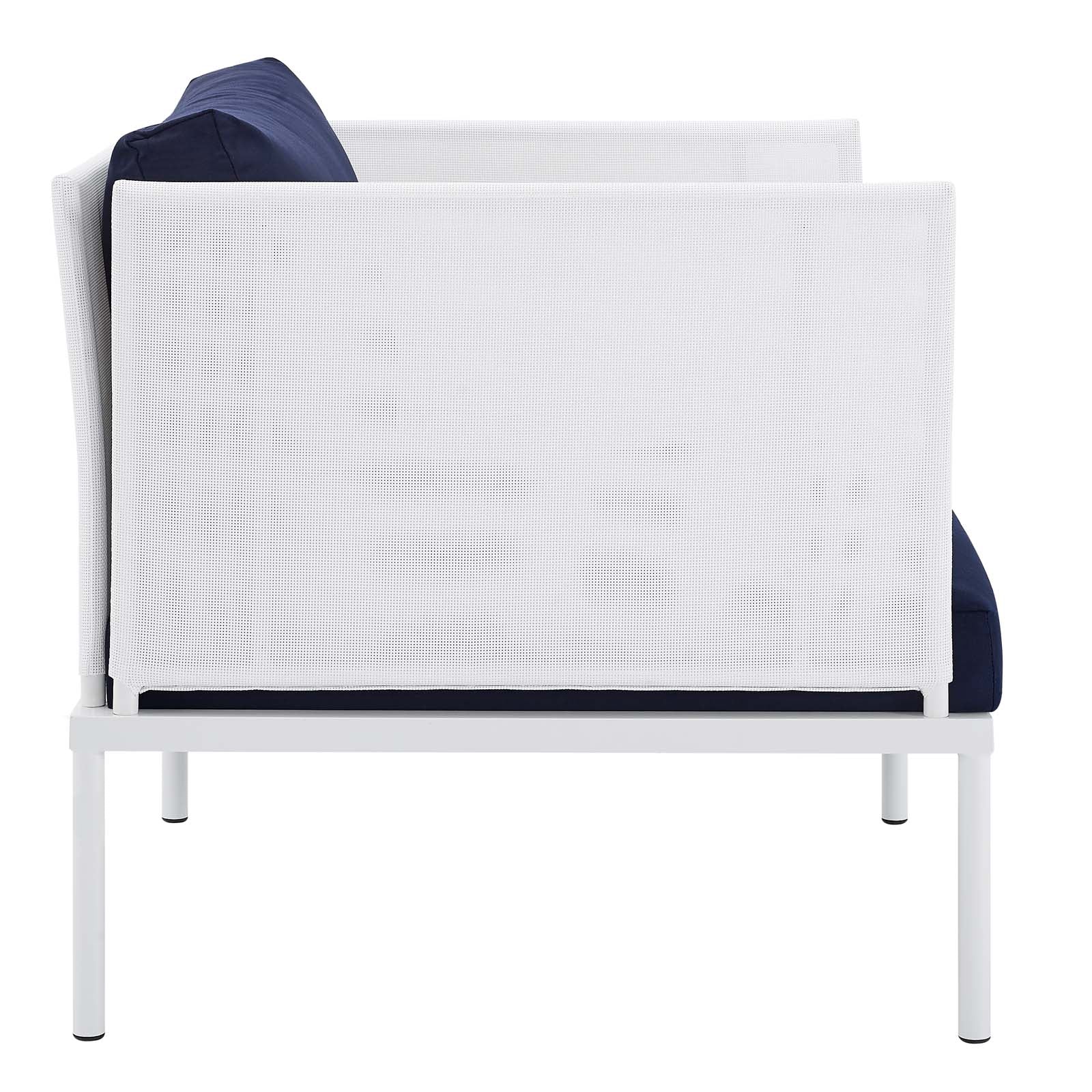 Modway Outdoor Conversation Sets - Harmony 8-Piece Sunbrella Outdoor Patio Aluminum Seating Set White Navy