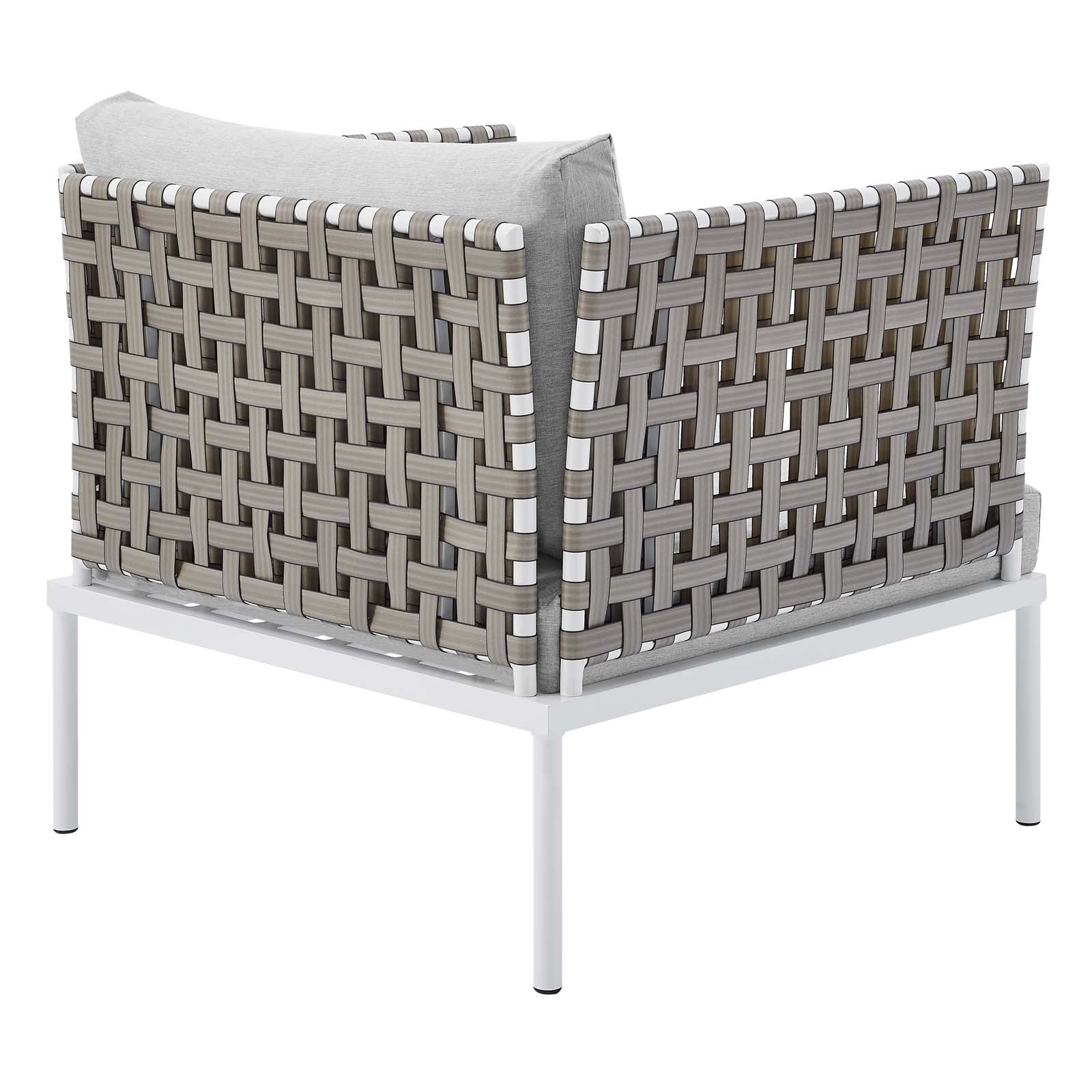 Modway Outdoor Chairs - Harmony Sunbrella Basket Weave Outdoor Patio Aluminum Armchair Tan Gray