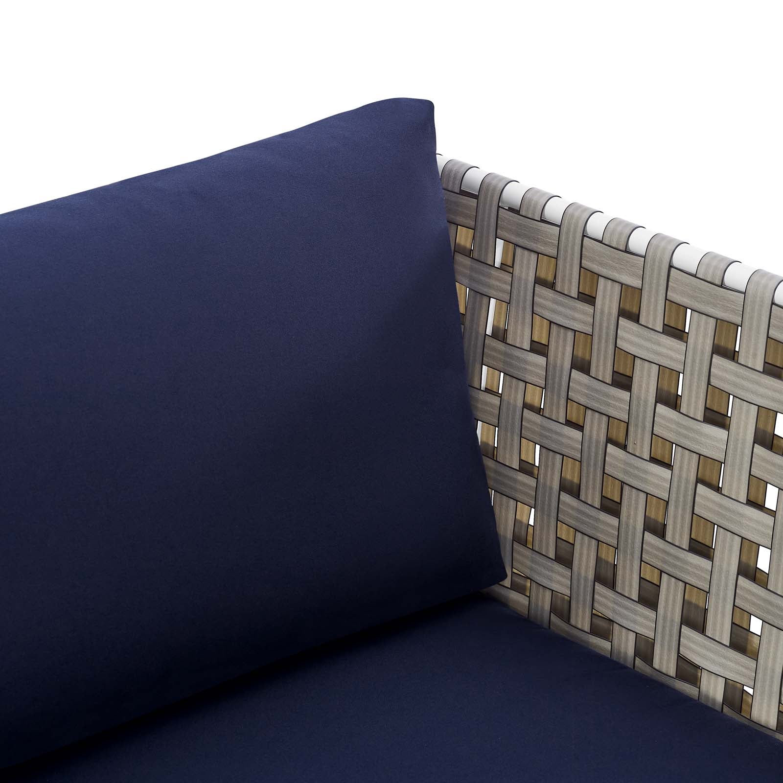 Modway Outdoor Chairs - Harmony Sunbrella Basket Weave Outdoor Patio Aluminum Armchair Tan Navy