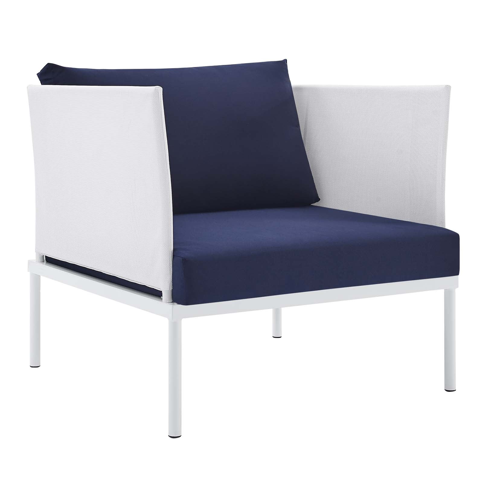 Modway Outdoor Chairs - Harmony Sunbrella Outdoor Patio Aluminum Armchair White Navy