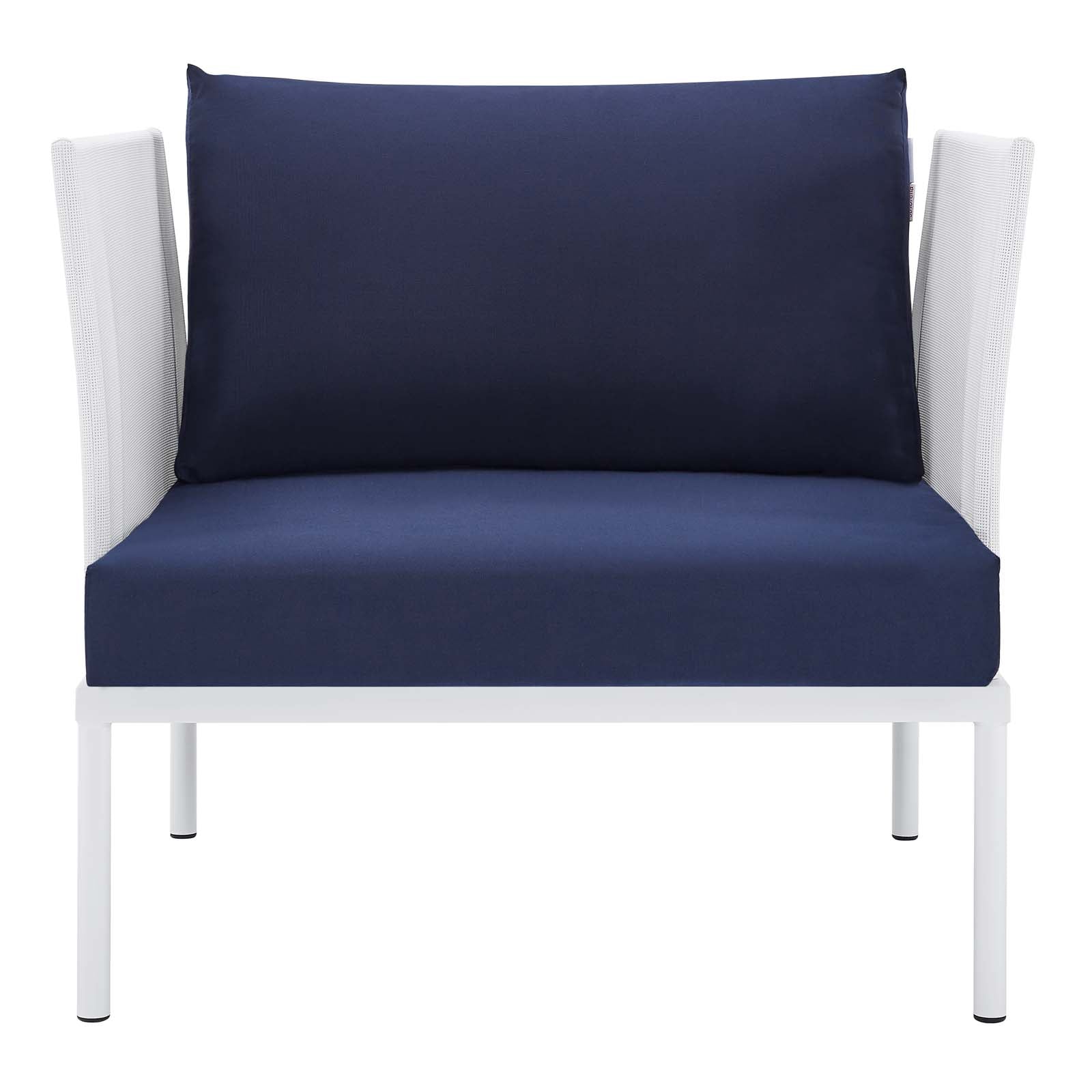 Modway Outdoor Chairs - Harmony Sunbrella Outdoor Patio Aluminum Armchair White Navy