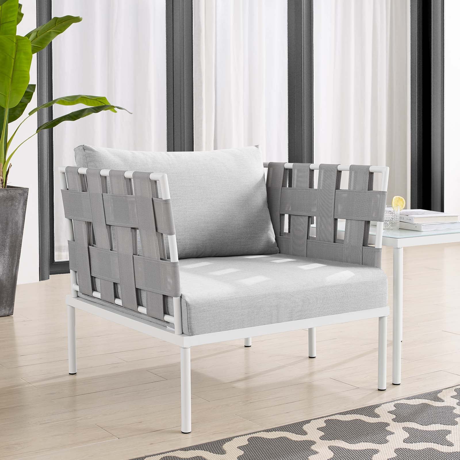 Modway Outdoor Chairs - Harmony Sunbrella Outdoor Patio Aluminum Armchair Gray
