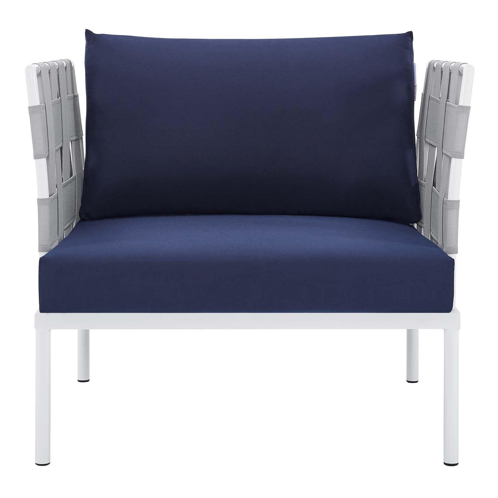 Modway Outdoor Chairs - Harmony Sunbrella Outdoor Patio Aluminum Armchair Gray Navy