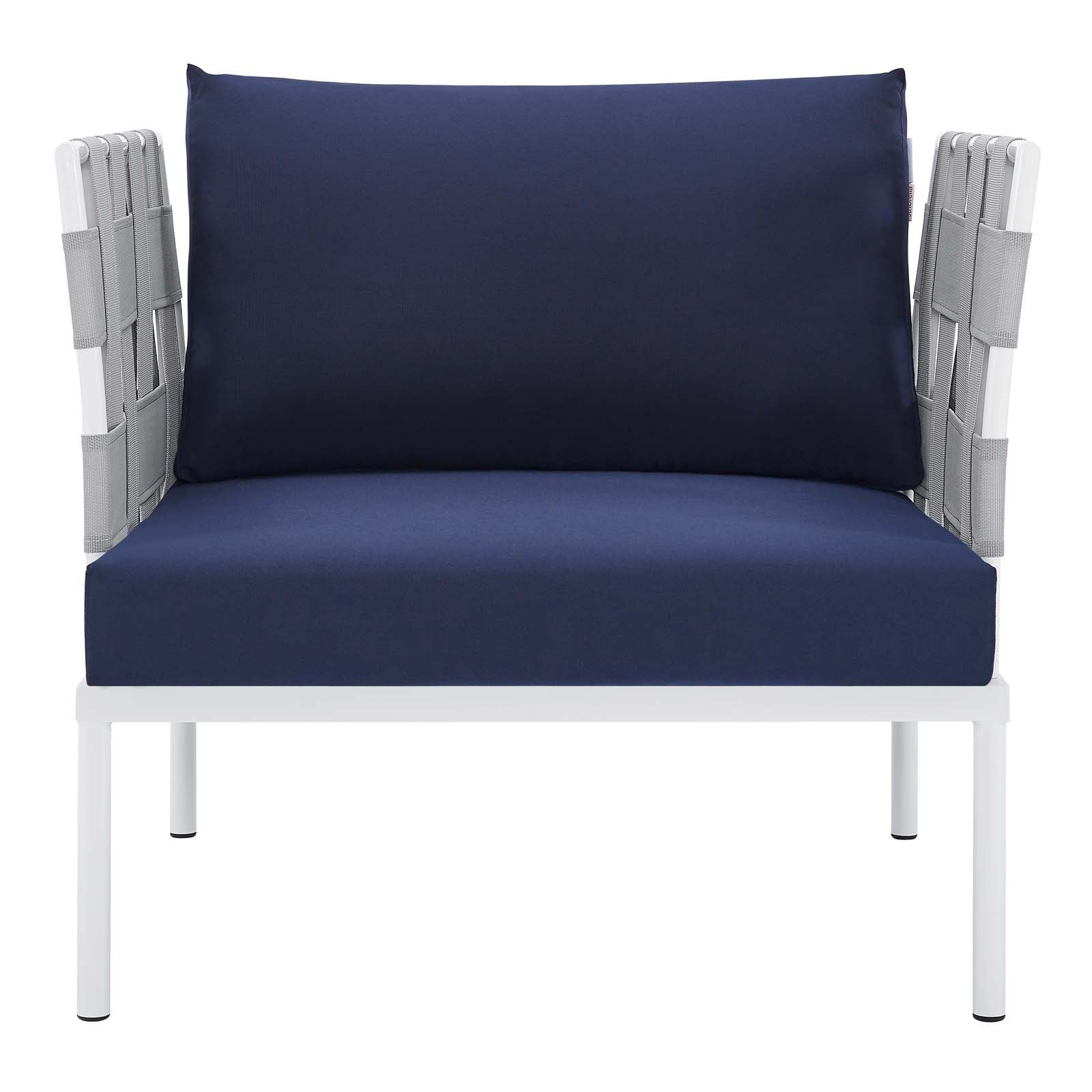 Modway Outdoor Chairs - Harmony Sunbrella Outdoor Patio Aluminum Armchair Gray Navy