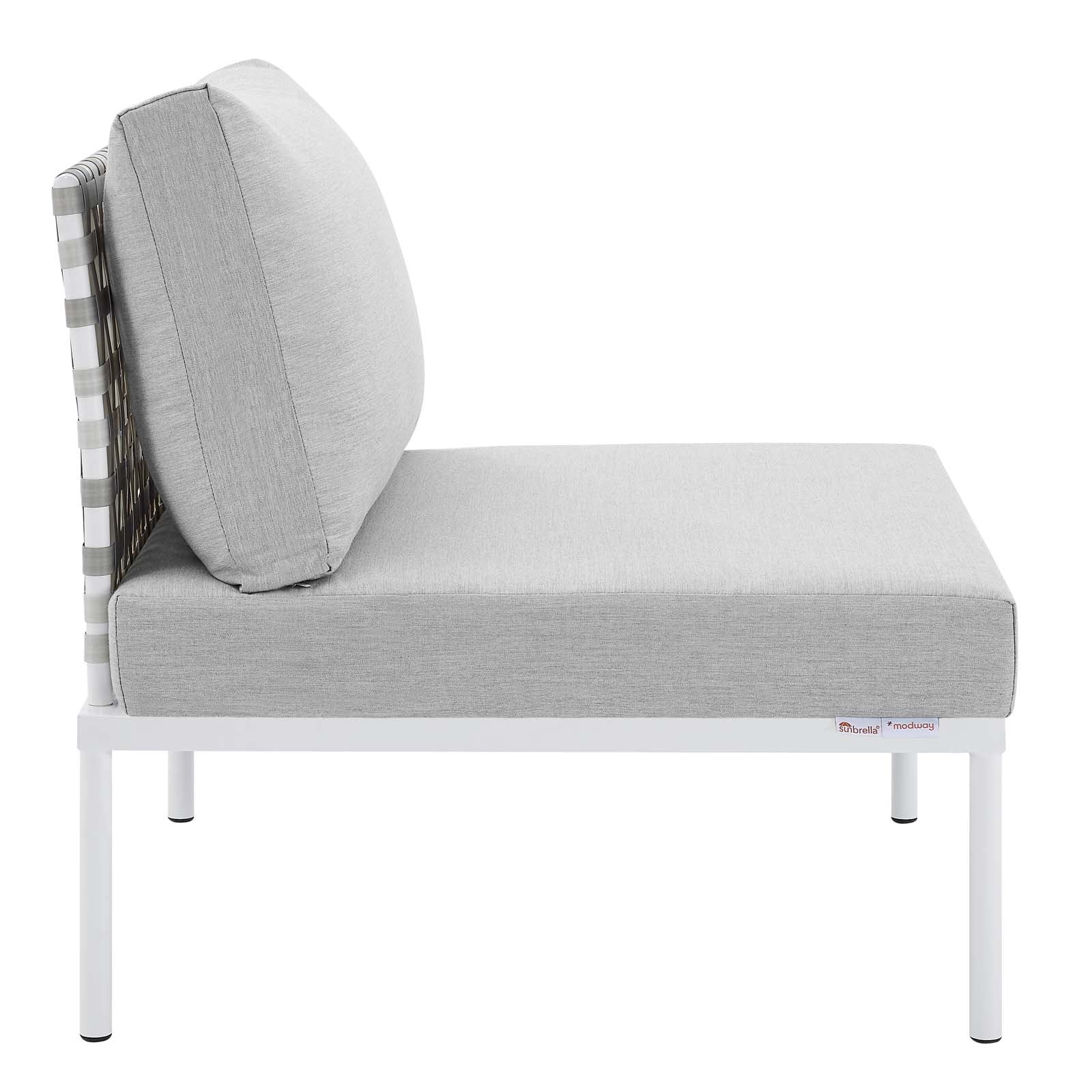 Modway Outdoor Chairs - Harmony Sunbrella Basket Weave Outdoor Patio Aluminum Armless Chair Taupe Gray