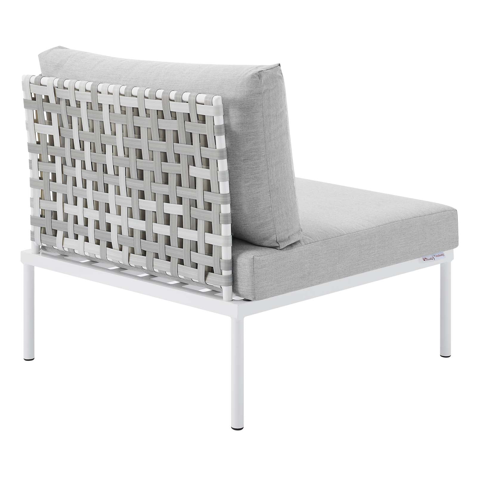 Modway Outdoor Chairs - Harmony Sunbrella Basket Weave Outdoor Patio Aluminum Armless Chair Taupe Gray