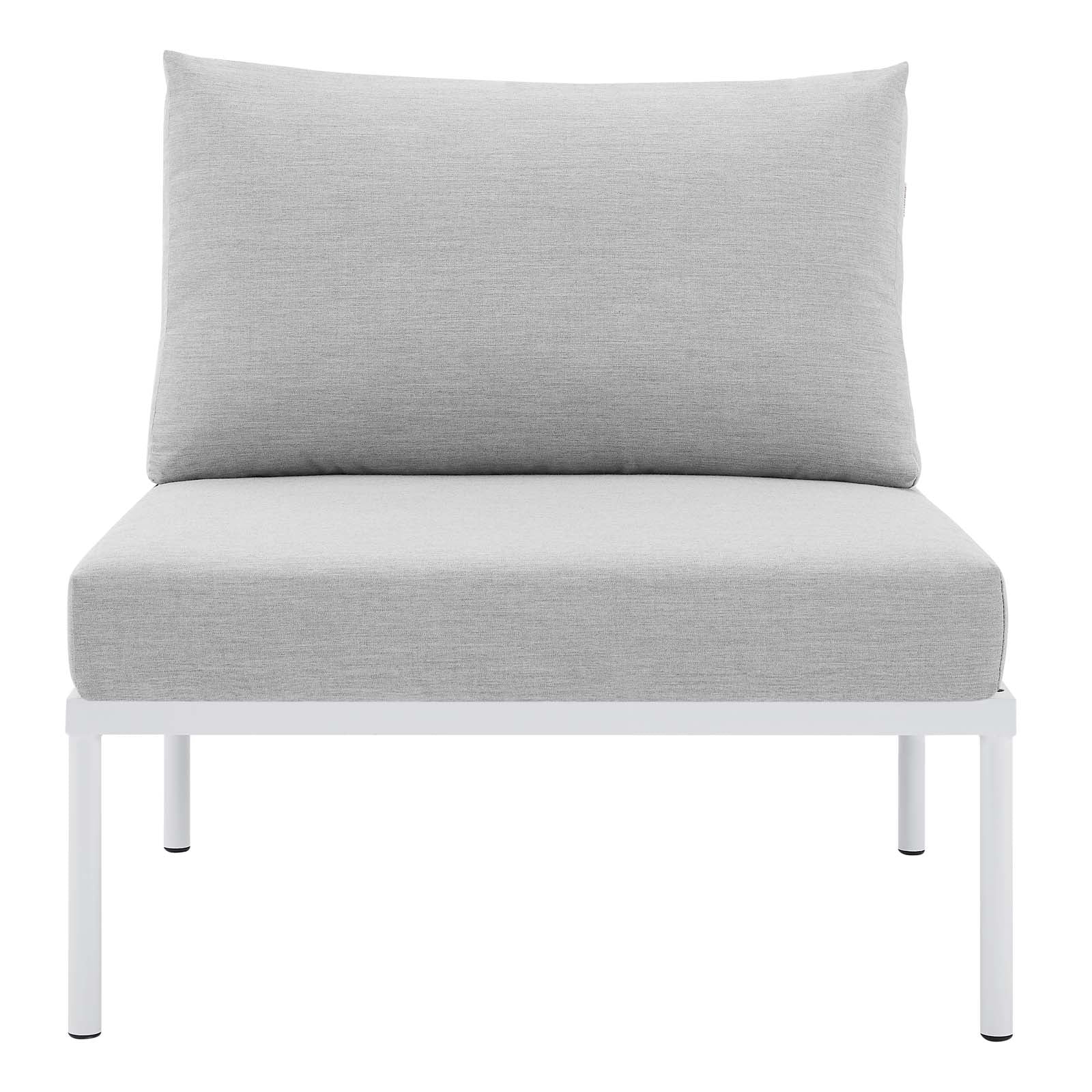 Modway Outdoor Chairs - Harmony Sunbrella Basket Weave Outdoor Patio Aluminum Armless Chair Taupe Gray