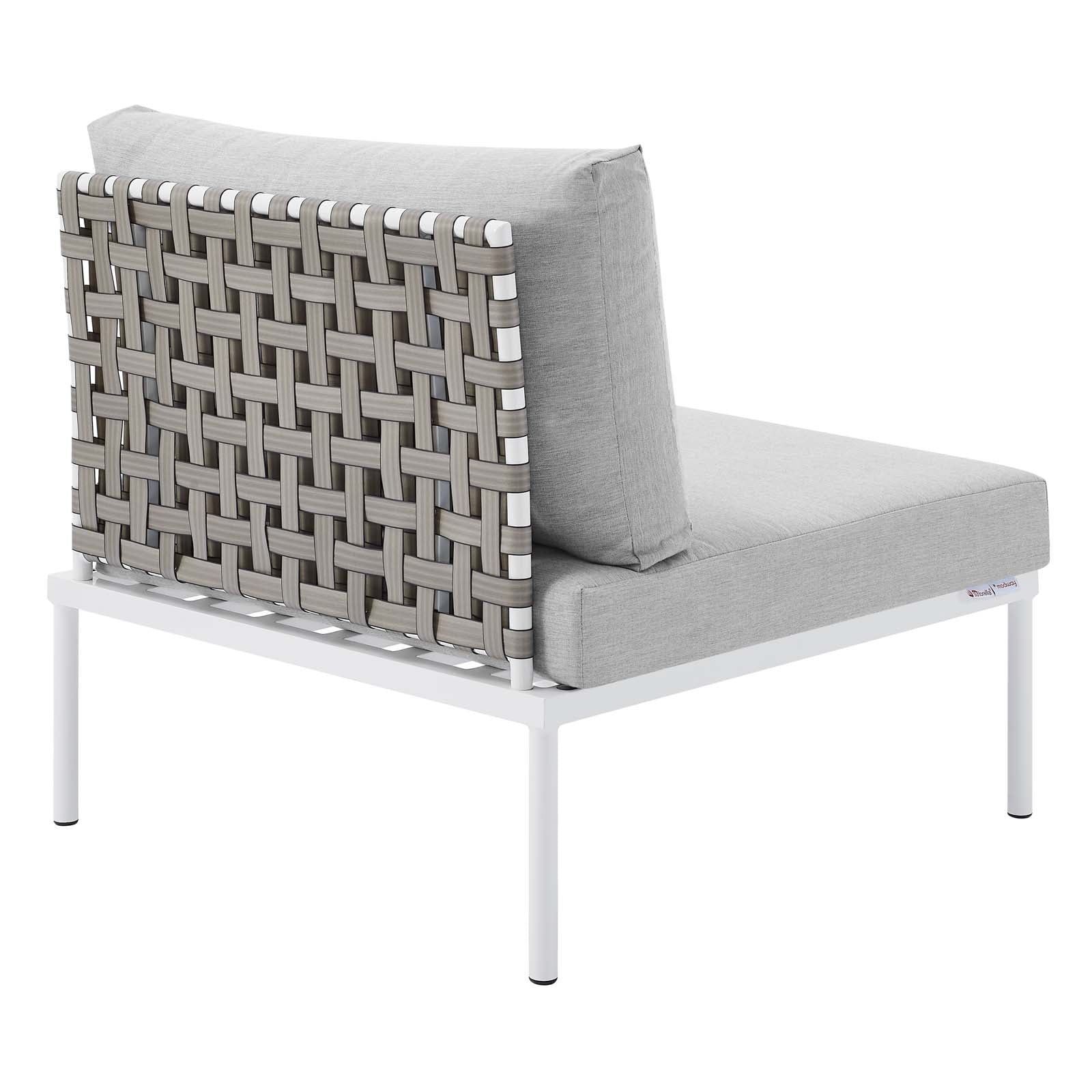 Modway Outdoor Chairs - Harmony Sunbrella Basket Weave Outdoor Patio Aluminum Armless Chair Tan Gray