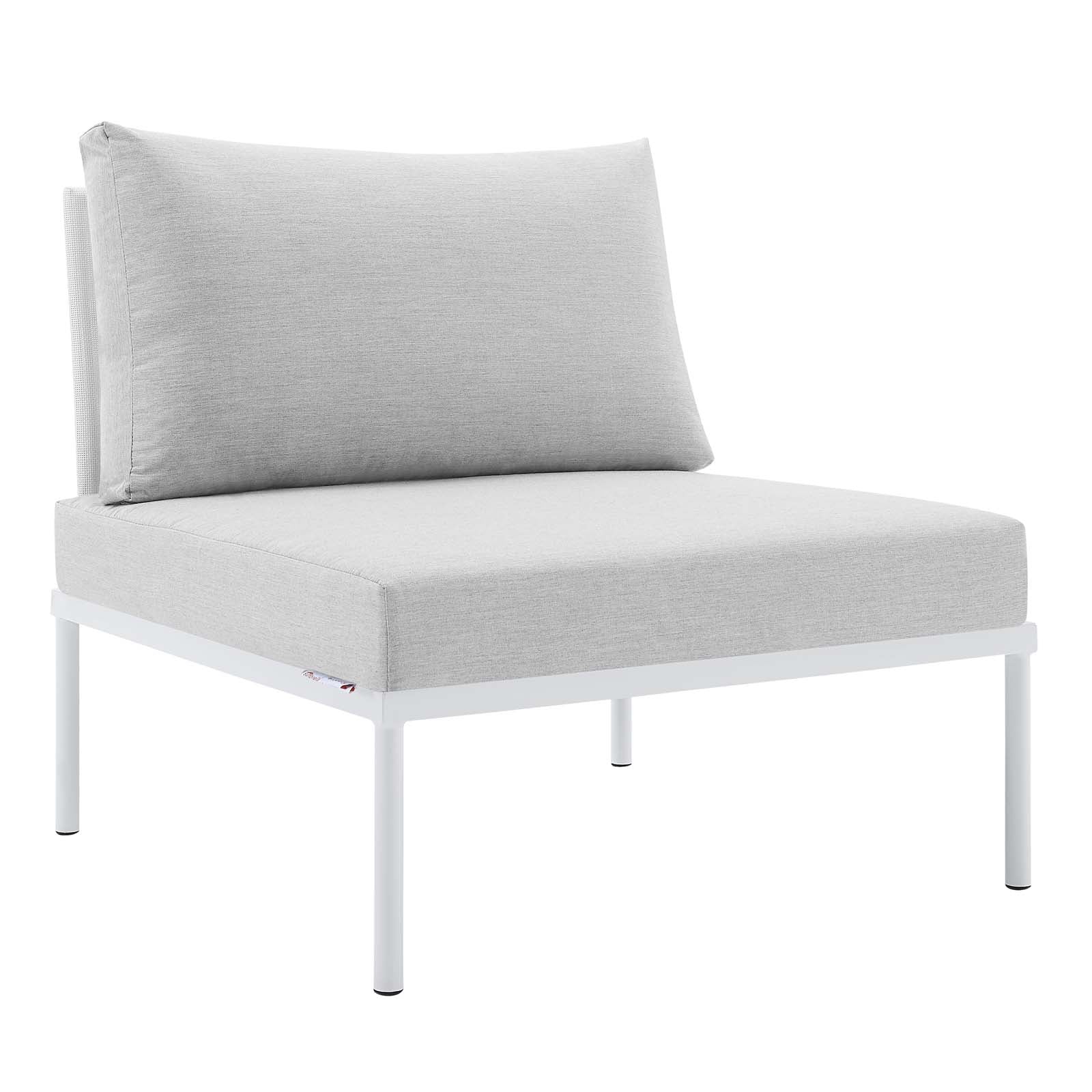 Modway Outdoor Chairs - Harmony Sunbrella Outdoor Patio Aluminum Armless Chair White Gray