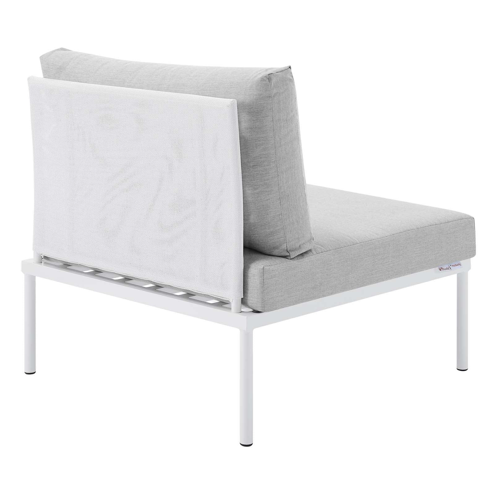 Modway Outdoor Chairs - Harmony Sunbrella Outdoor Patio Aluminum Armless Chair White Gray