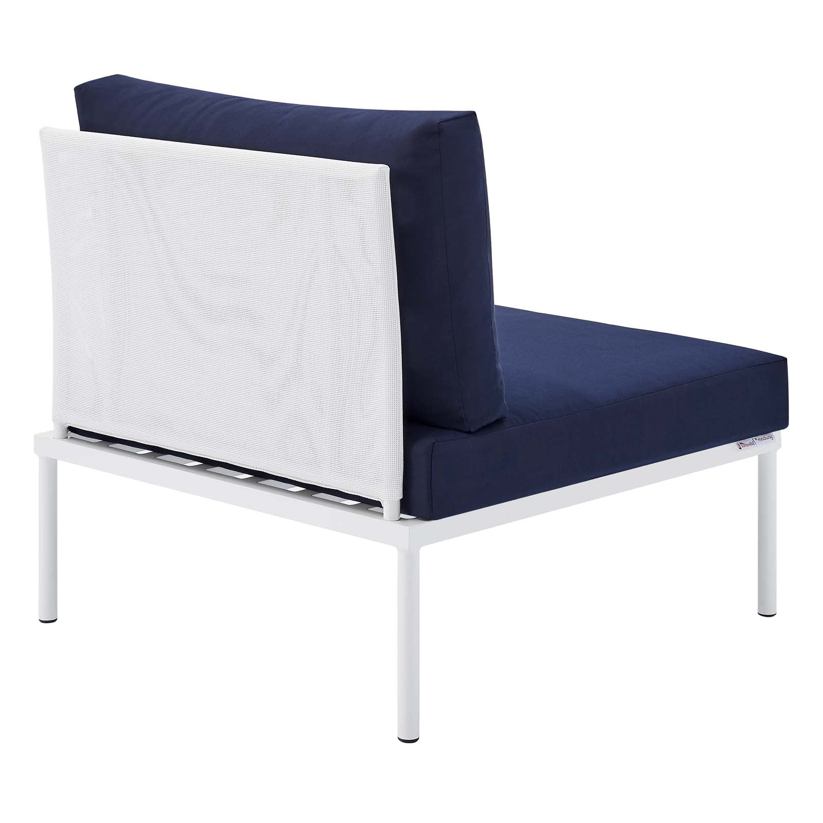 Modway Outdoor Chairs - Harmony Sunbrella Outdoor Patio Aluminum Armless Chair White Navy