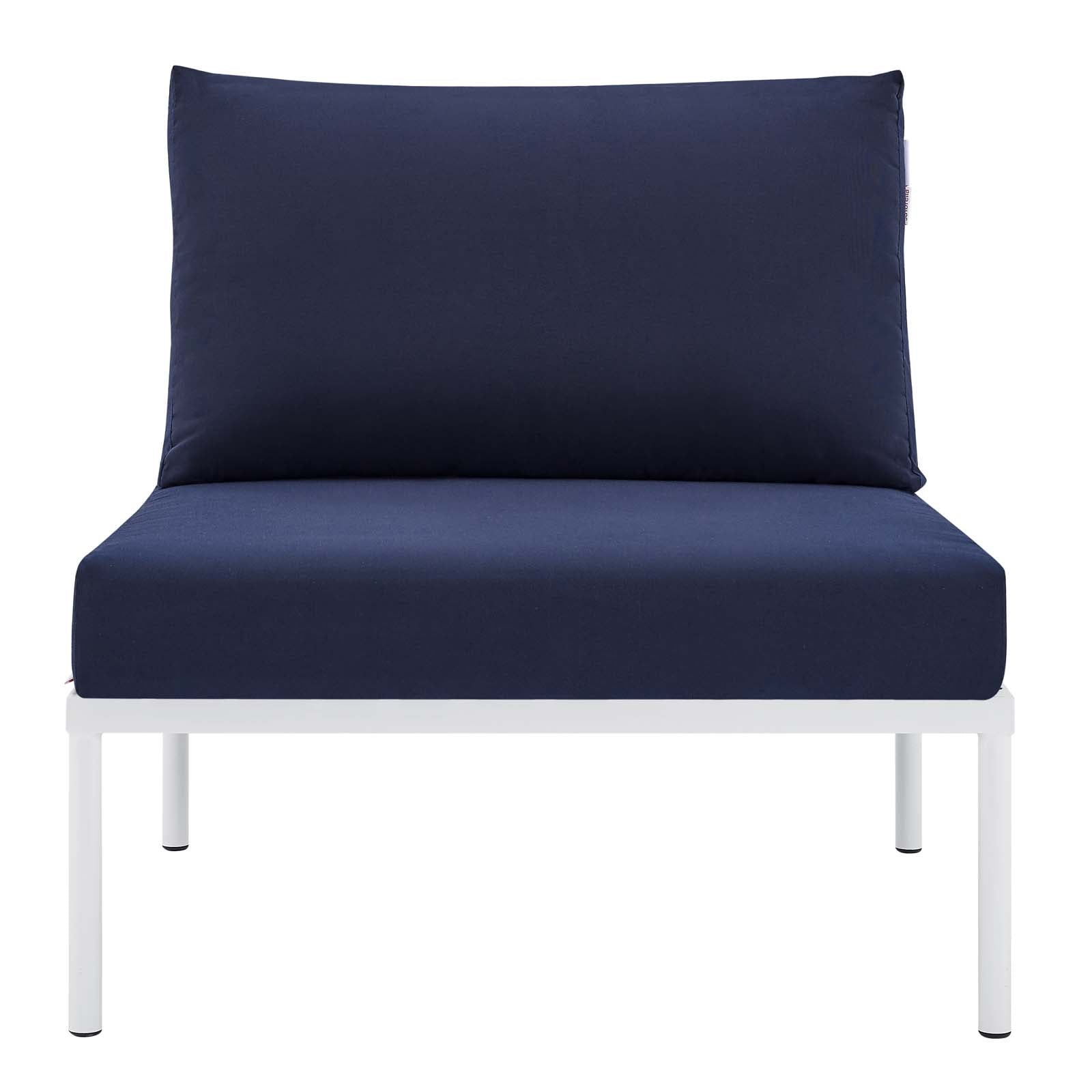 Modway Outdoor Chairs - Harmony Sunbrella Outdoor Patio Aluminum Armless Chair White Navy