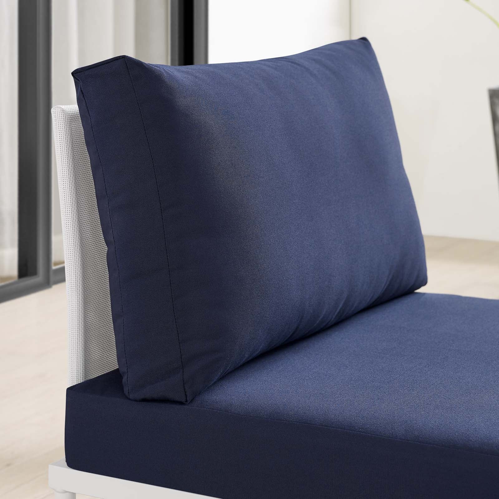 Modway Outdoor Chairs - Harmony Sunbrella Outdoor Patio Aluminum Armless Chair White Navy