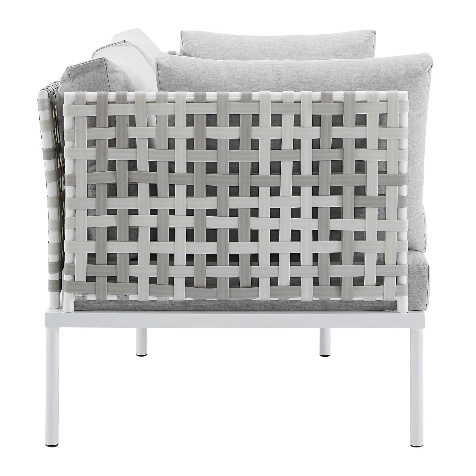 Modway Outdoor Sofas - Harmony Sunbrella Basket Weave Outdoor Patio Aluminum Loveseat Taupe Gray
