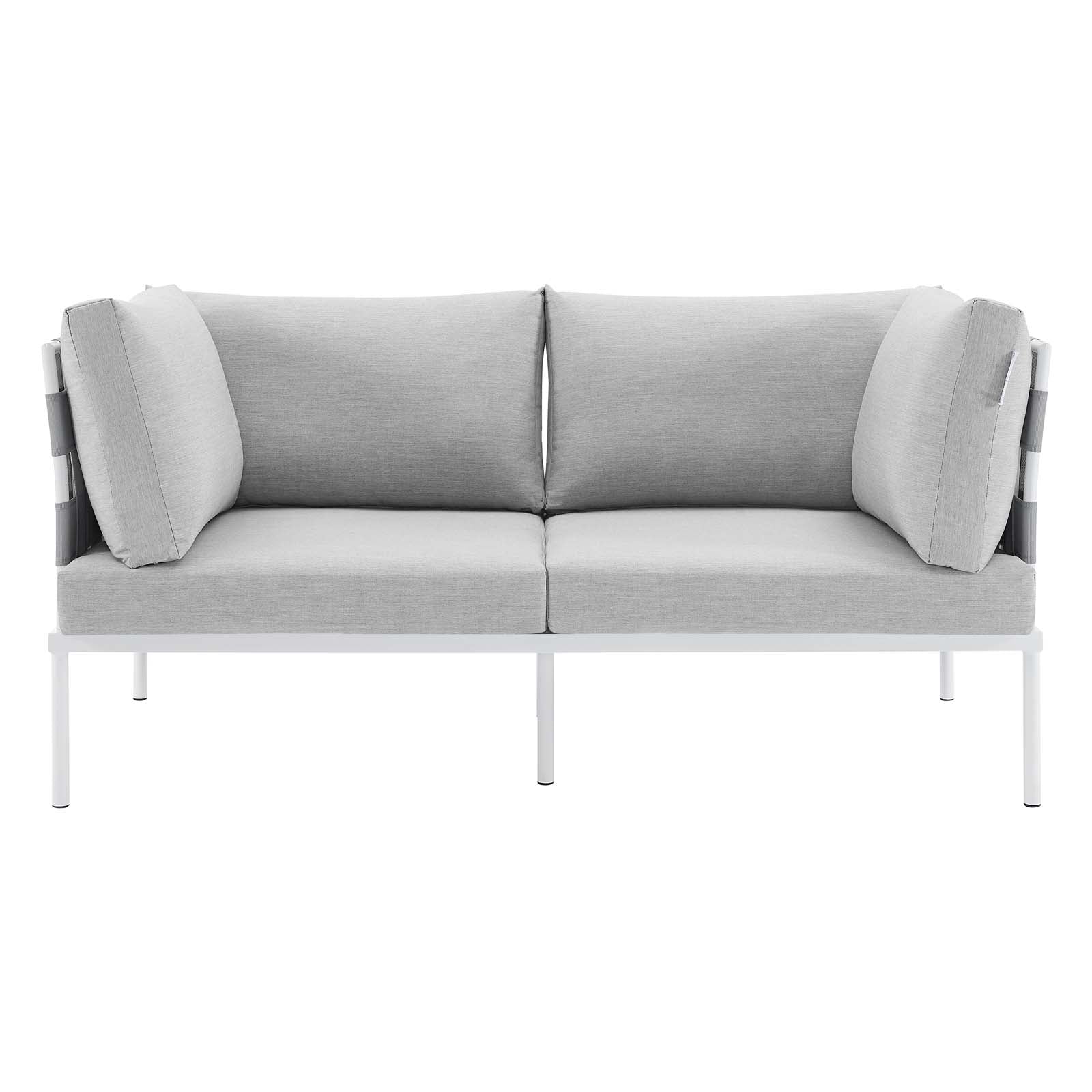 Modway Outdoor Sofas - Harmony Sunbrella Outdoor Patio Aluminum Loveseat Gray