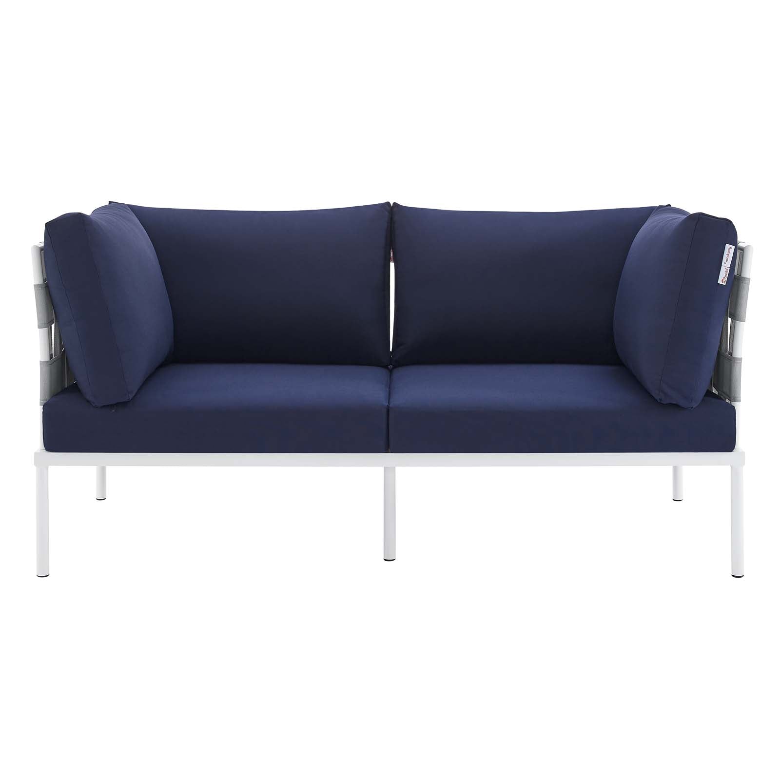 Modway Outdoor Sofas - Harmony Sunbrella Outdoor Patio Aluminum Loveseat Gray Navy