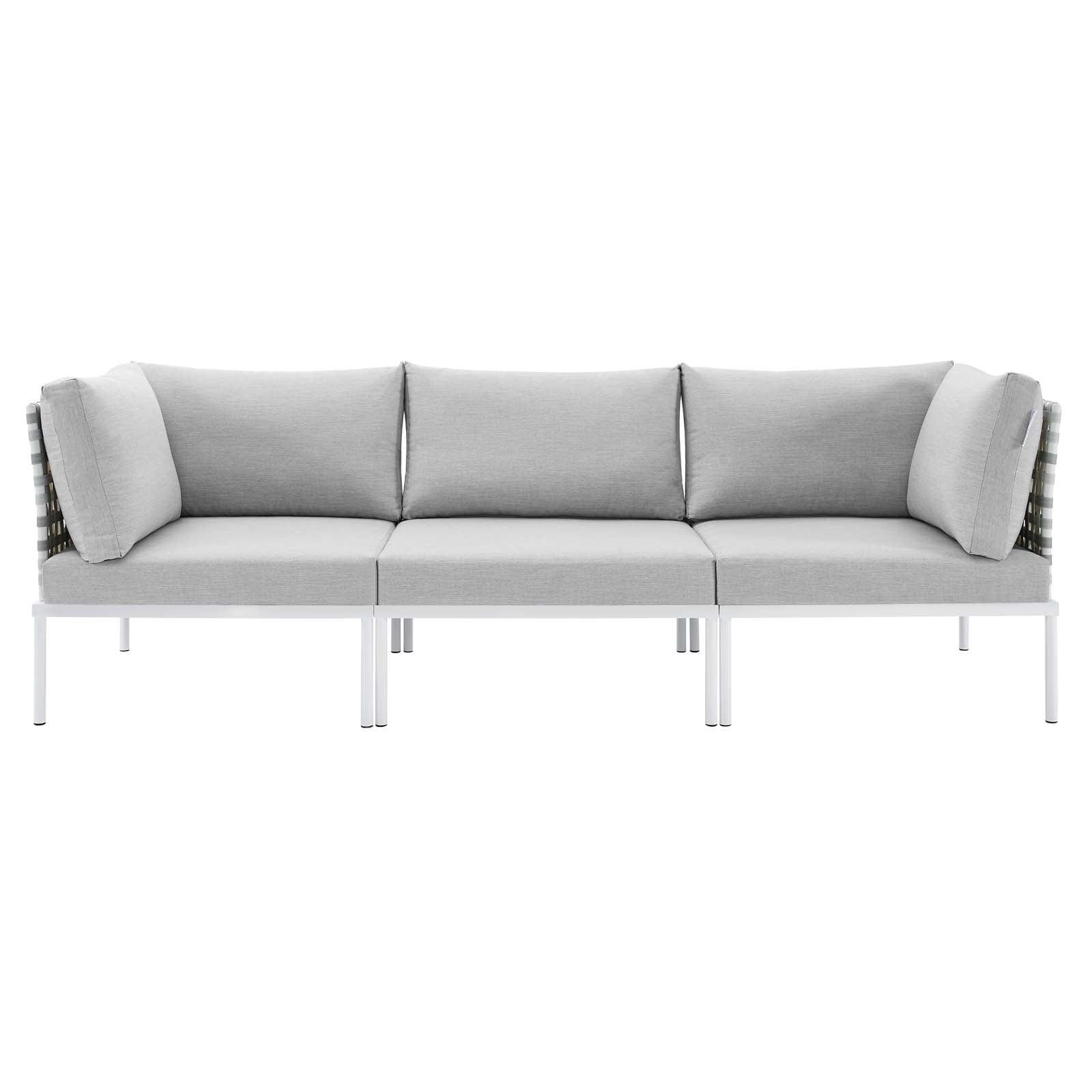 Modway Outdoor Sofas - Harmony Sunbrella Basket Weave Outdoor Patio Aluminum Sofa Taupe Gray