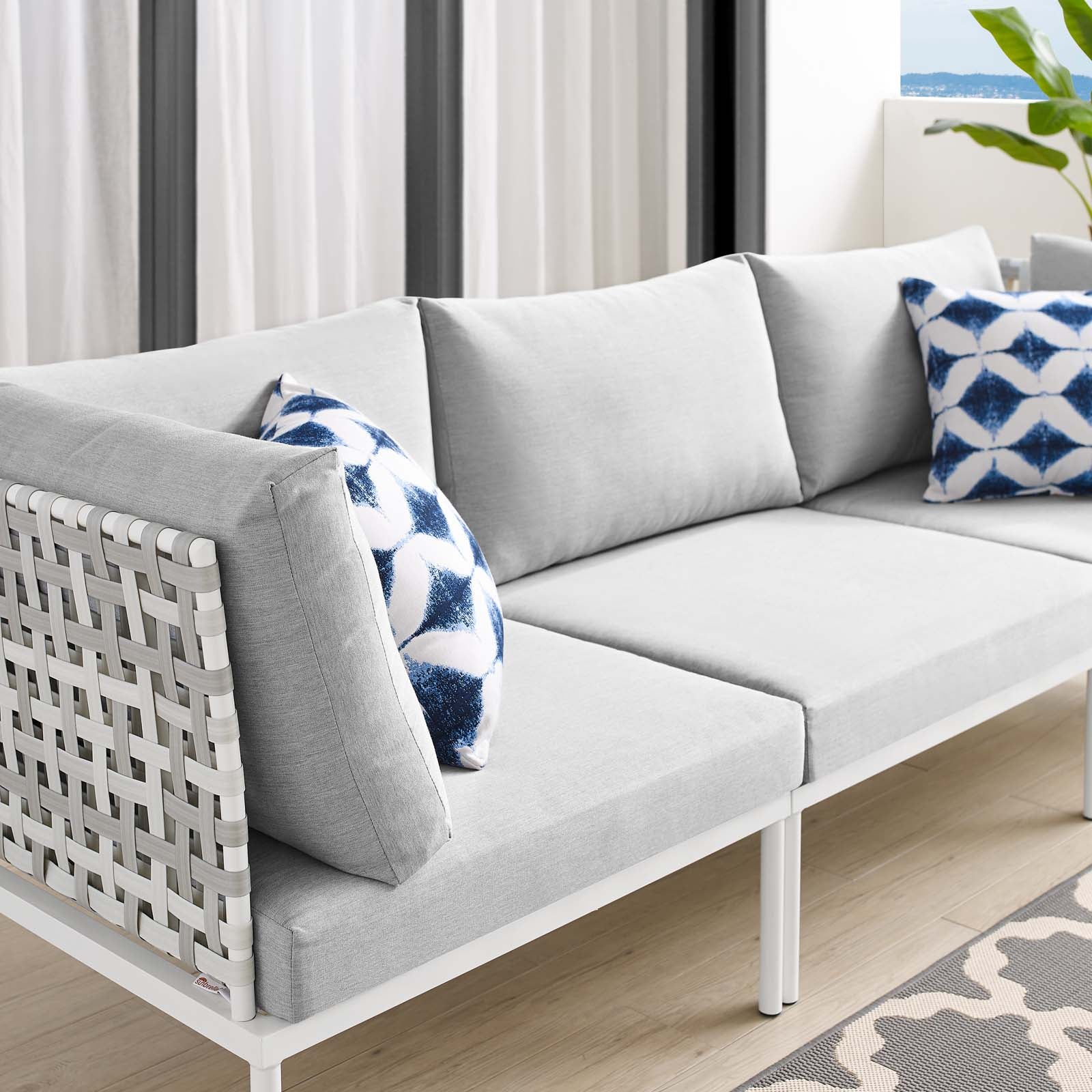 Modway Outdoor Sofas - Harmony Sunbrella Basket Weave Outdoor Patio Aluminum Sofa Taupe Gray