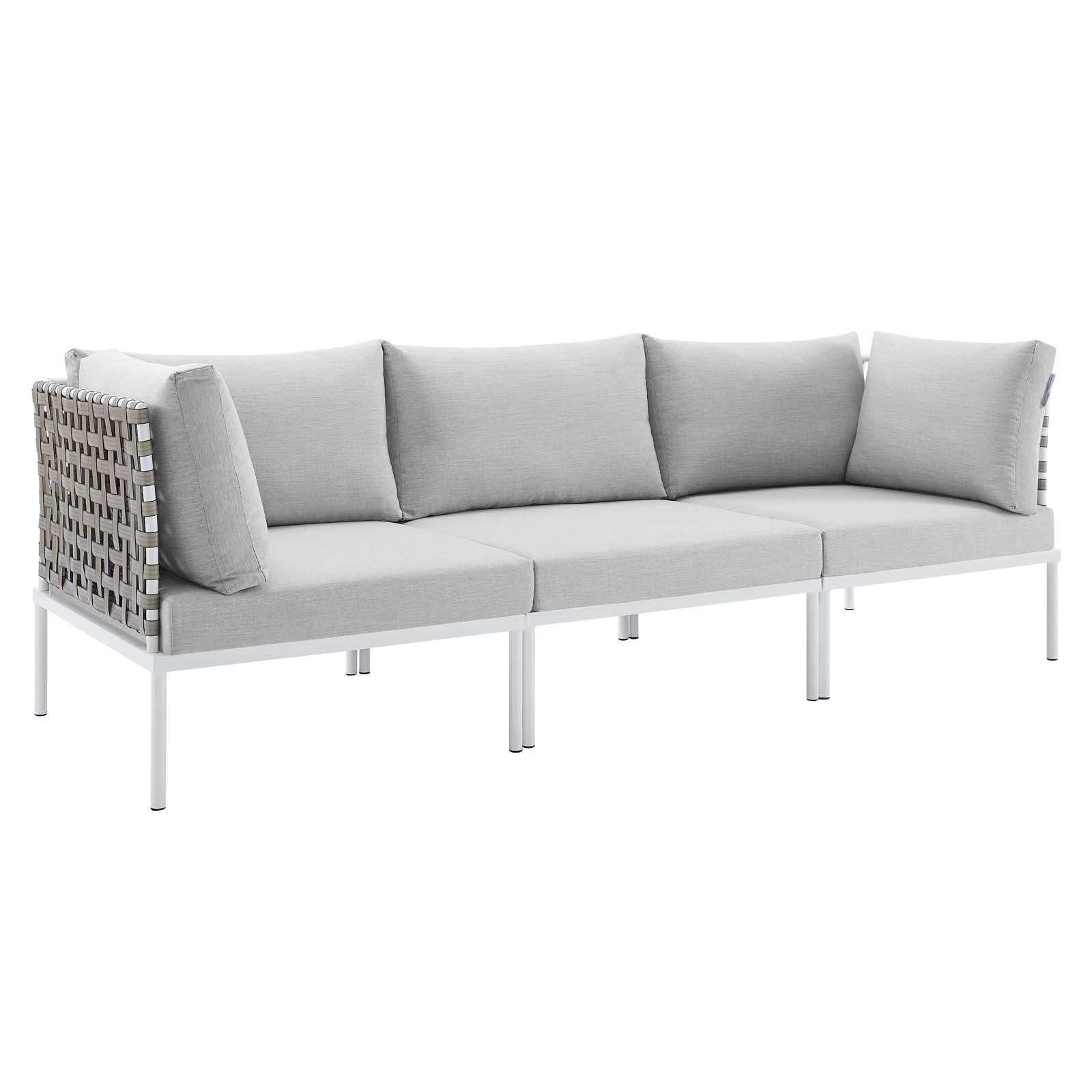 Modway Outdoor Sofas - Harmony Sunbrella Basket Weave Outdoor Patio Aluminum Sofa Tan Gray