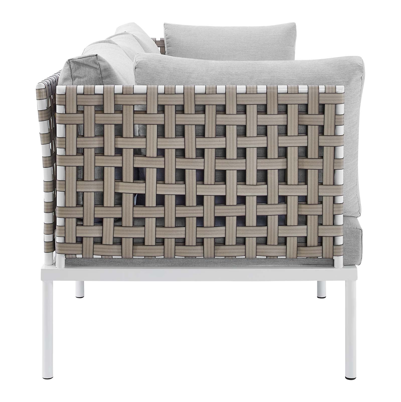 Modway Outdoor Sofas - Harmony Sunbrella Basket Weave Outdoor Patio Aluminum Sofa Tan Gray