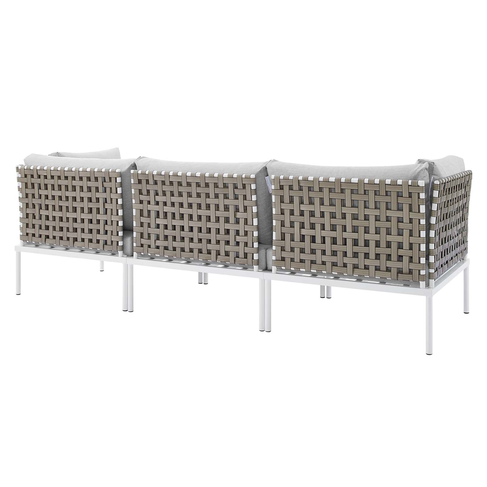 Modway Outdoor Sofas - Harmony Sunbrella Basket Weave Outdoor Patio Aluminum Sofa Tan Gray