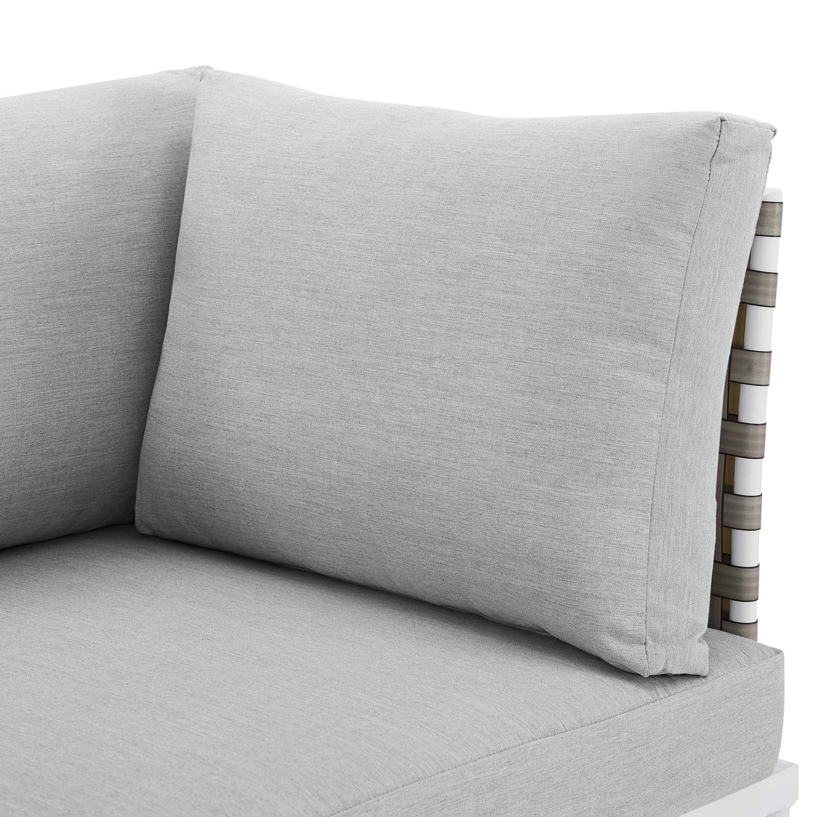 Modway Outdoor Sofas - Harmony Sunbrella Basket Weave Outdoor Patio Aluminum Sofa Tan Gray