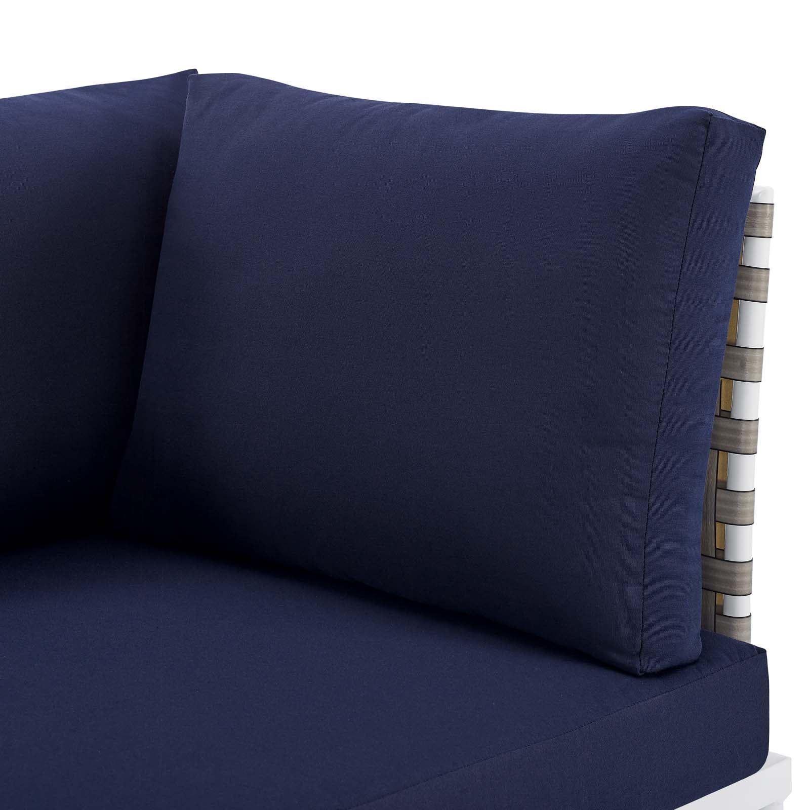 Modway Outdoor Sofas - Harmony Sunbrella Basket Weave Outdoor Patio Aluminum Sofa Tan Navy