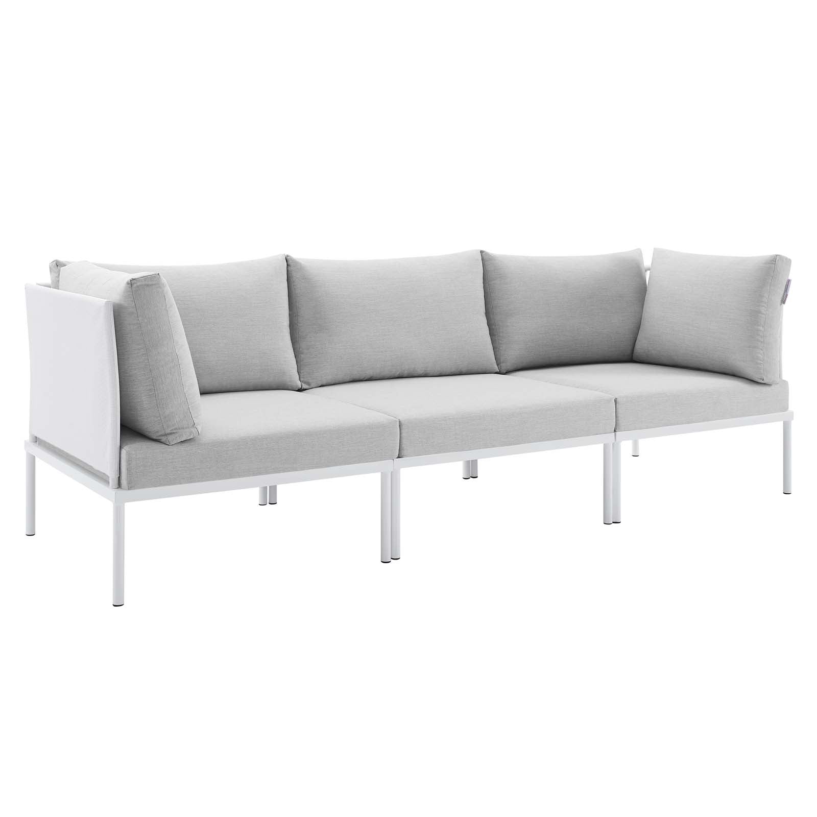 Modway Outdoor Sofas - Harmony Sunbrella Outdoor Patio Aluminum Sofa White Gray