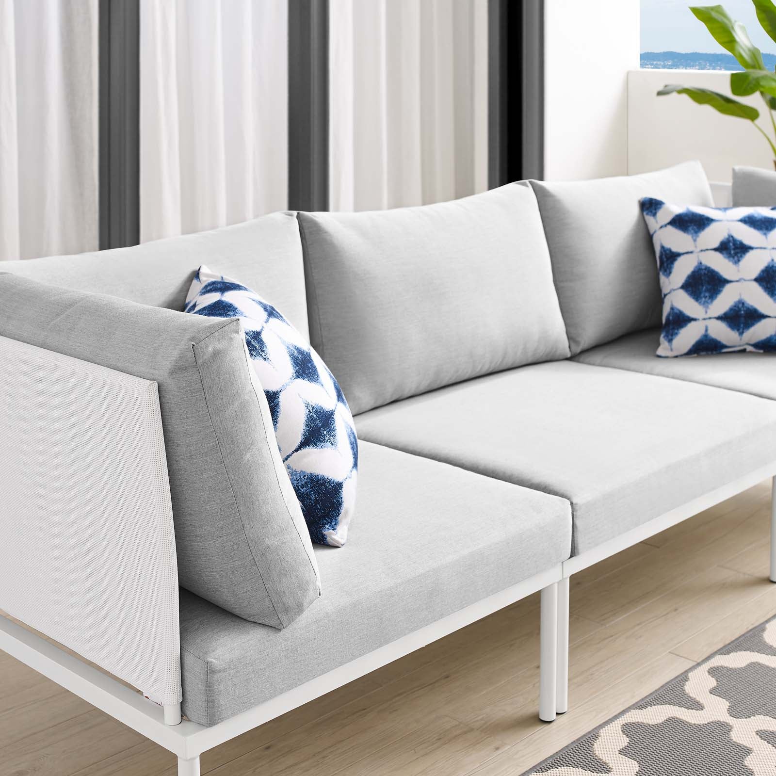 Modway Outdoor Sofas - Harmony Sunbrella Outdoor Patio Aluminum Sofa White Gray