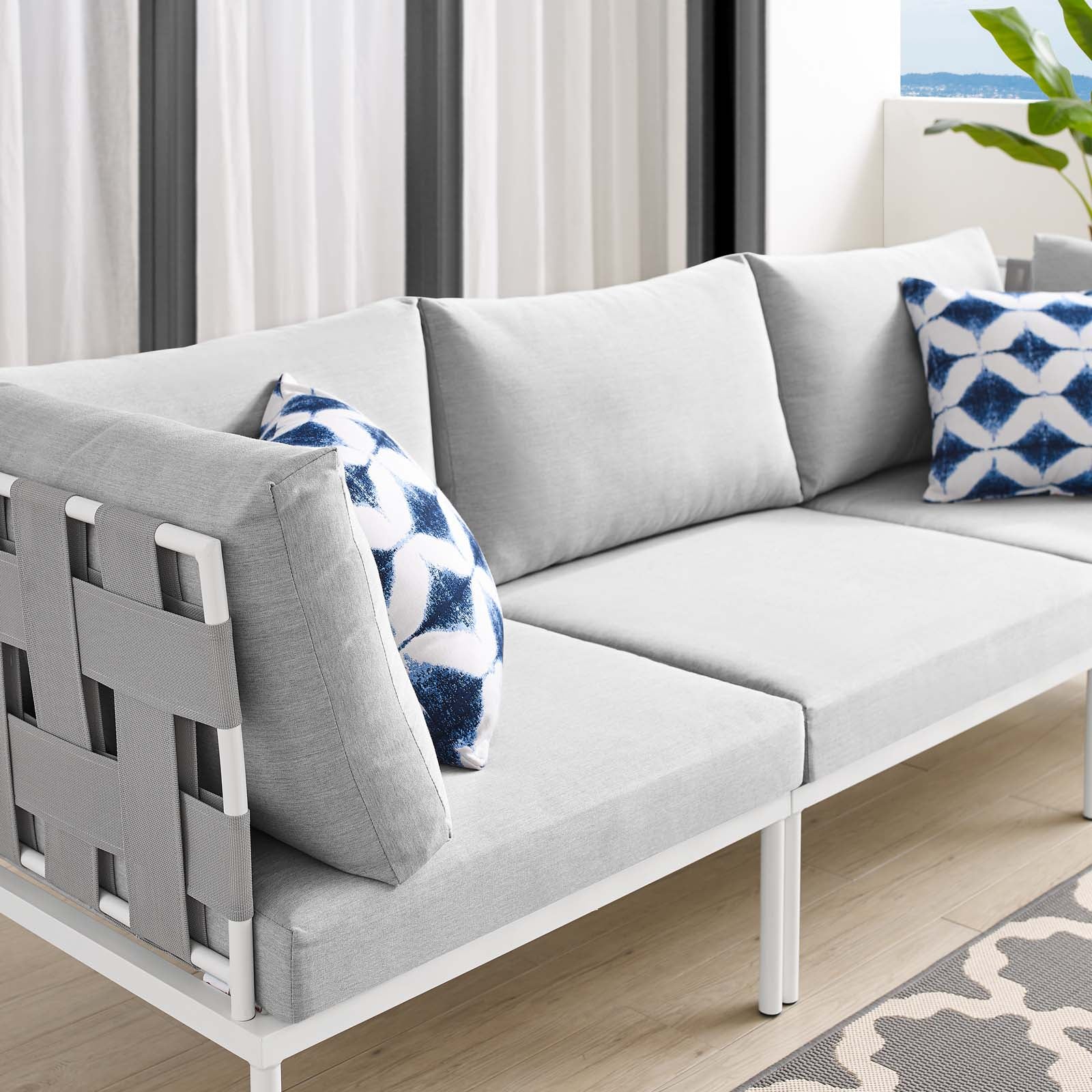 Modway Outdoor Sofas - Harmony Sunbrella Outdoor Patio Aluminum Sofa Gray