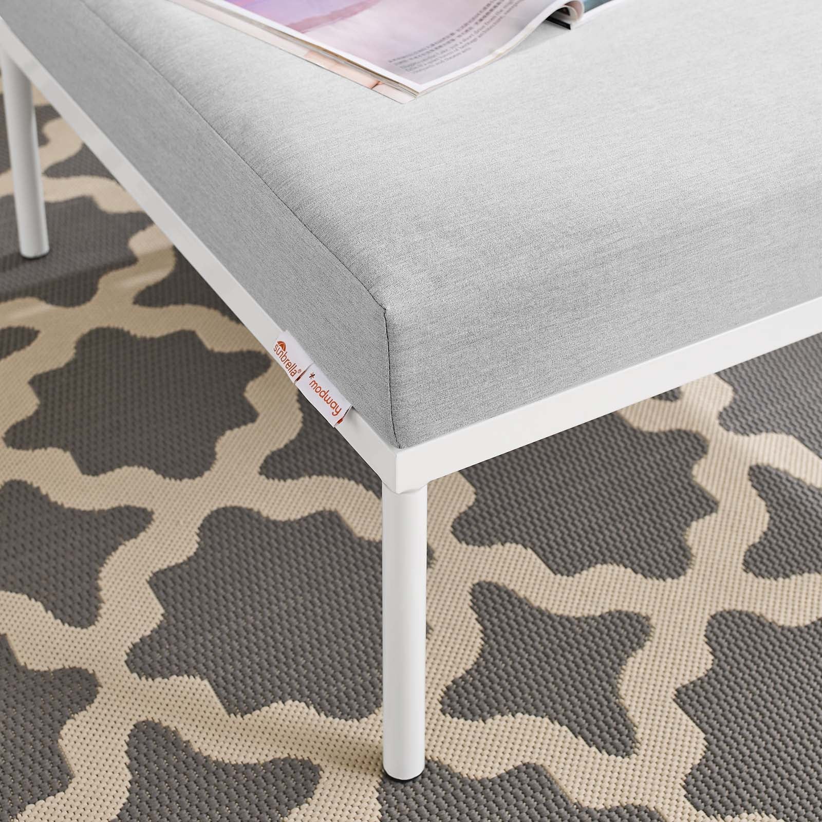 Modway Outdoor Ottomans - Harmony Sunbrella Outdoor Patio Aluminum Ottoman Gray
