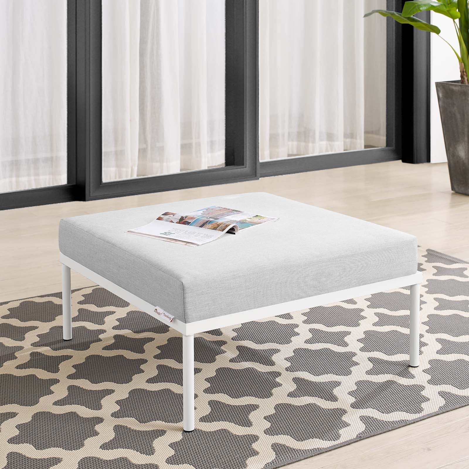 Modway Outdoor Ottomans - Harmony Sunbrella Outdoor Patio Aluminum Ottoman Gray